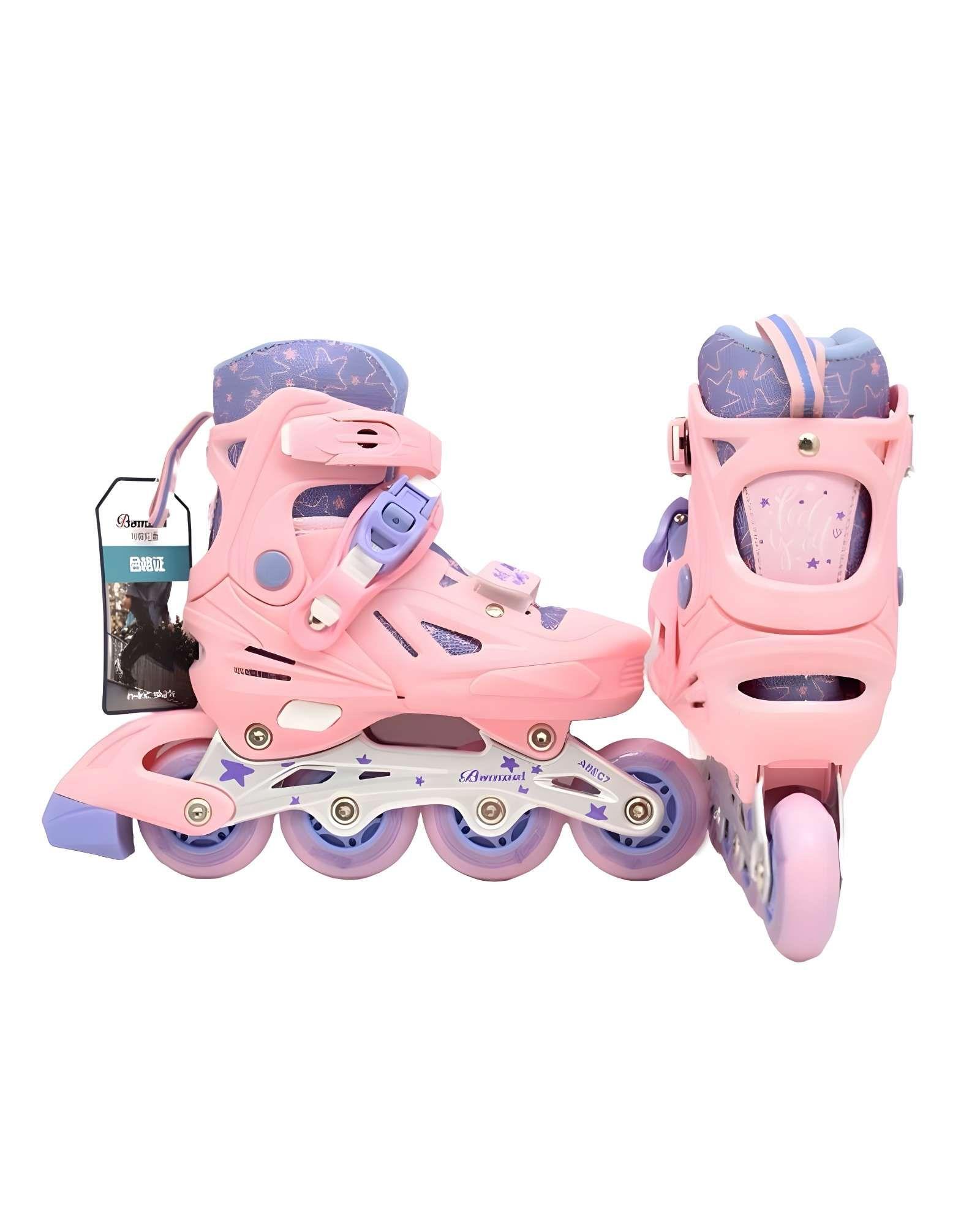 PATINES DE RUEDAS ILUMINADAS PARA NIÑA INCLUYE SET DE SEGURIDAD TALLA M 35-38-1