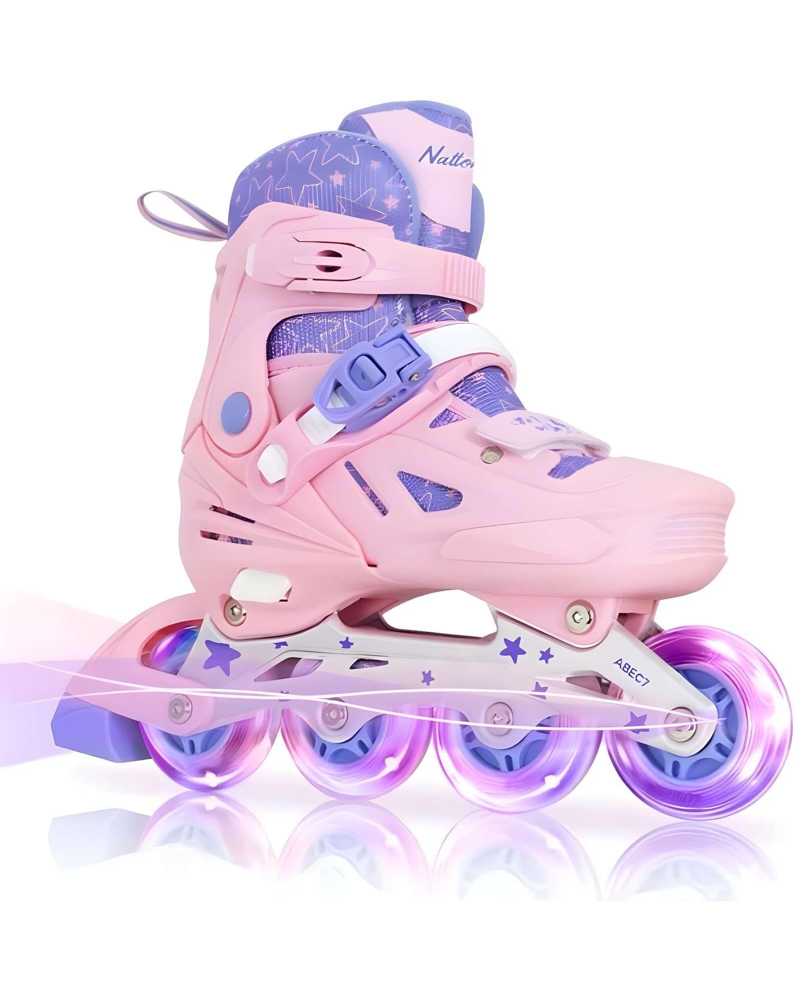 PATINES DE RUEDAS ILUMINADAS PARA NIÑA INCLUYE SET DE SEGURIDAD TALLA M 35-38-2