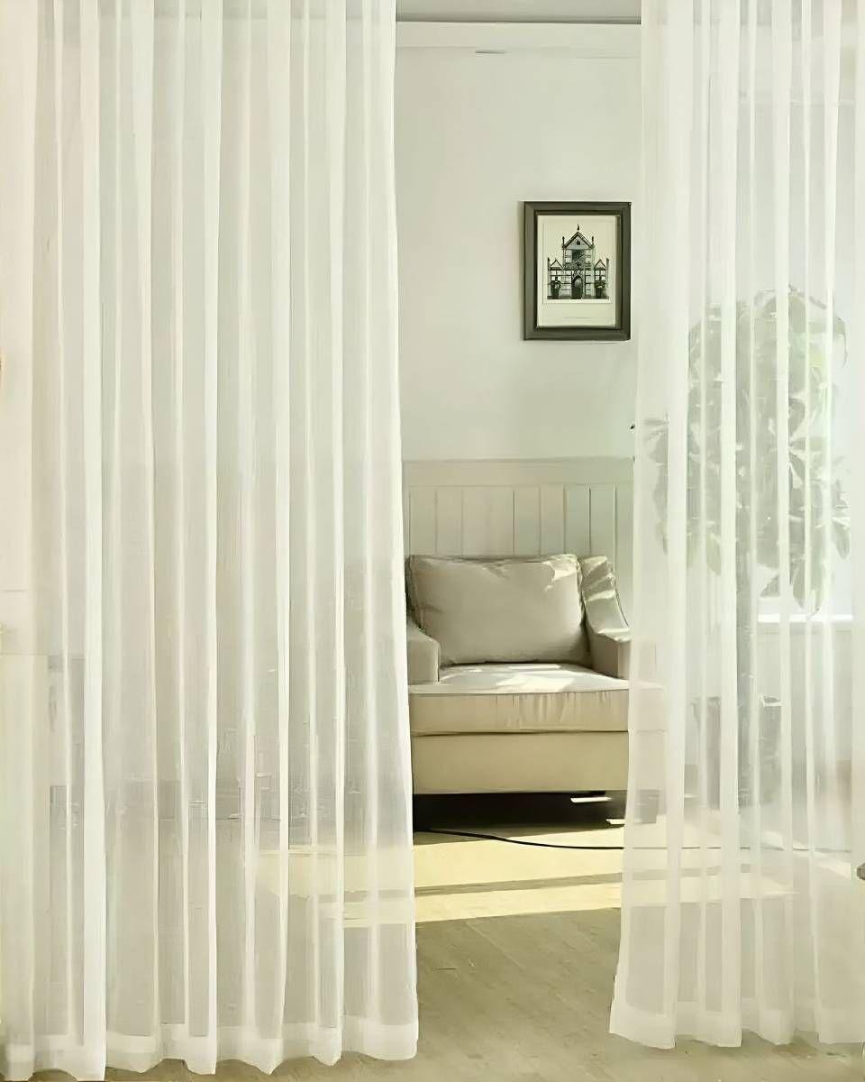 2 panel de Cortina visillo transparente con textura 140x230cm S03-2