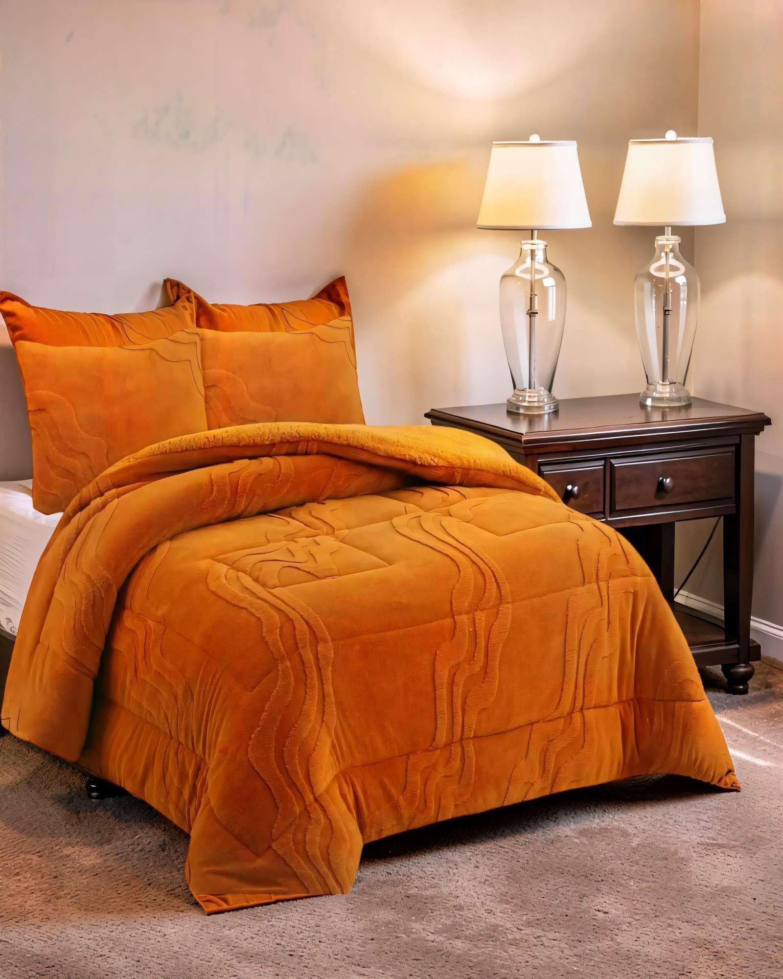 CUBRECAMA DE RELIEVE  2 PLAZAS COLOR NARANJA 6-3