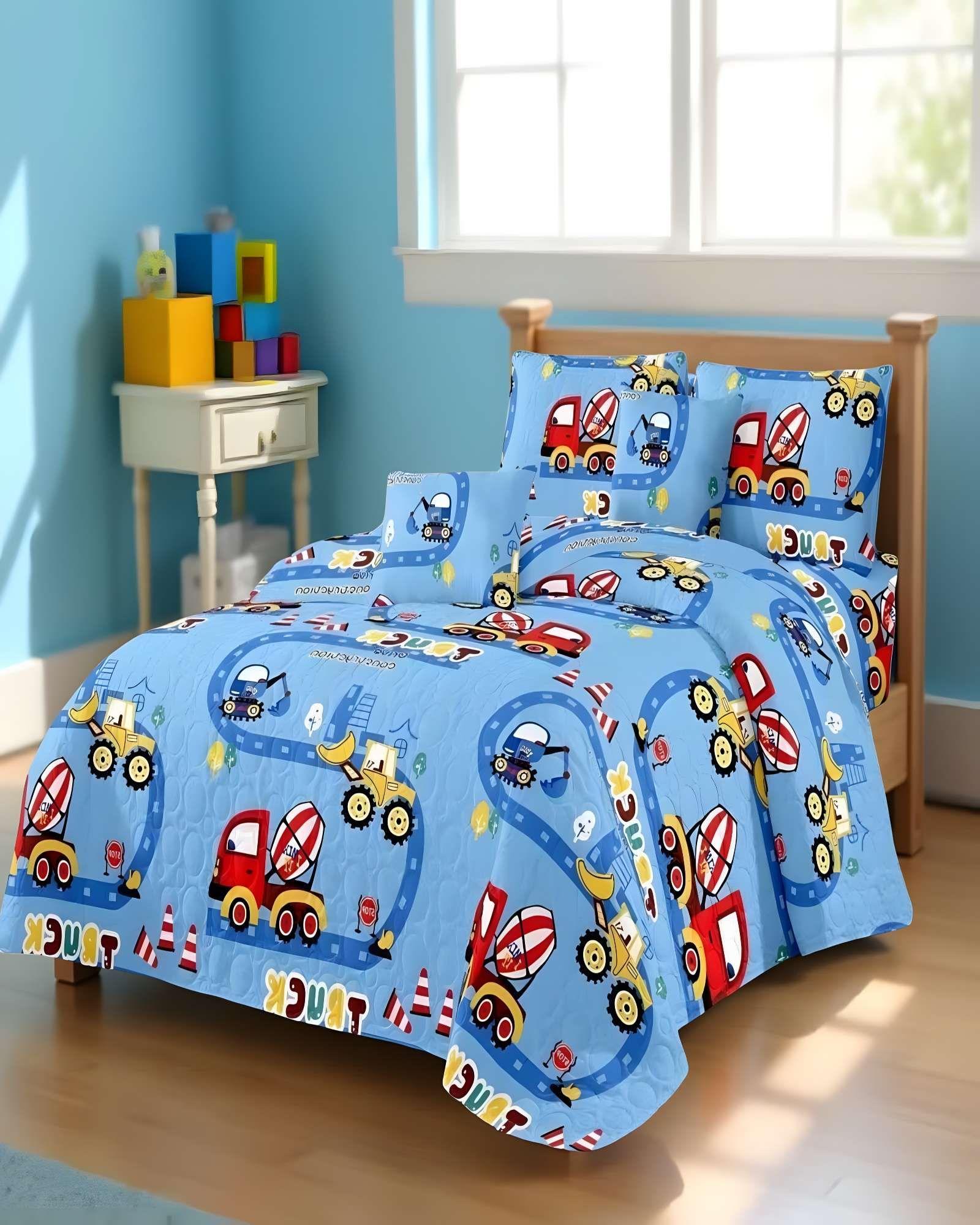 QUILT CUBRECAMA DE VERANO PLAZA Y MEDIA INFANTIL CELESTE-3