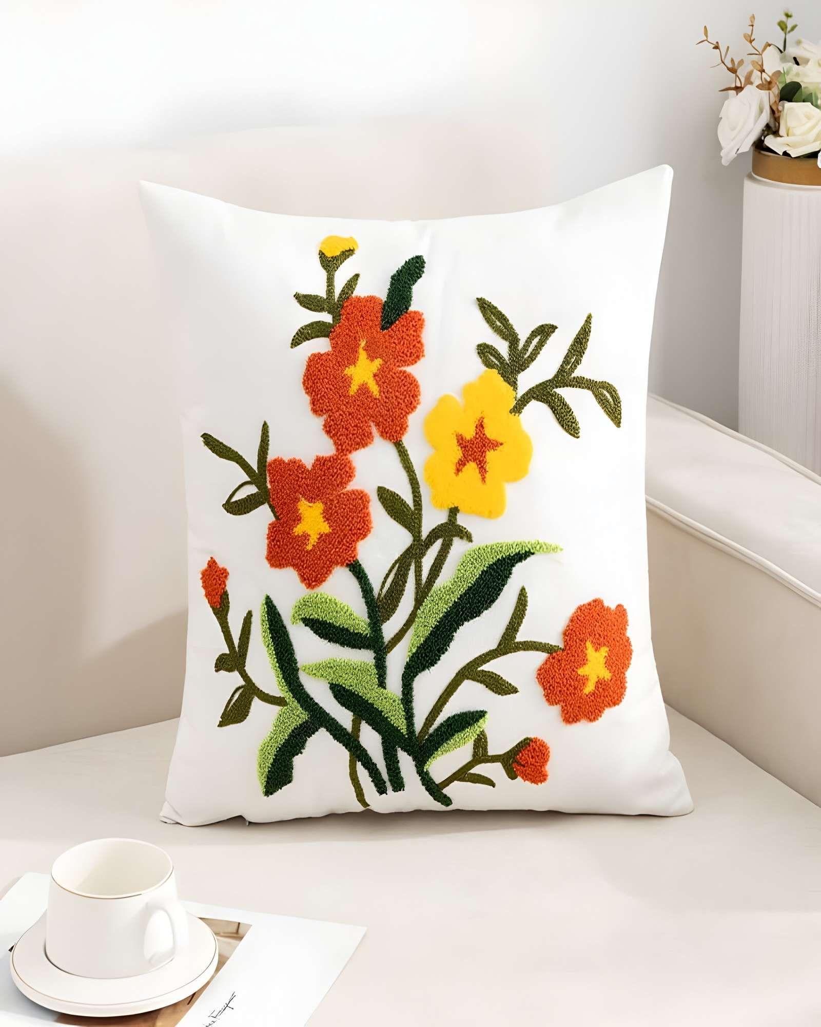 SET DE 2 FUNDAS DE COJIN BORDADAS 45X45CM BLANCO 15-2