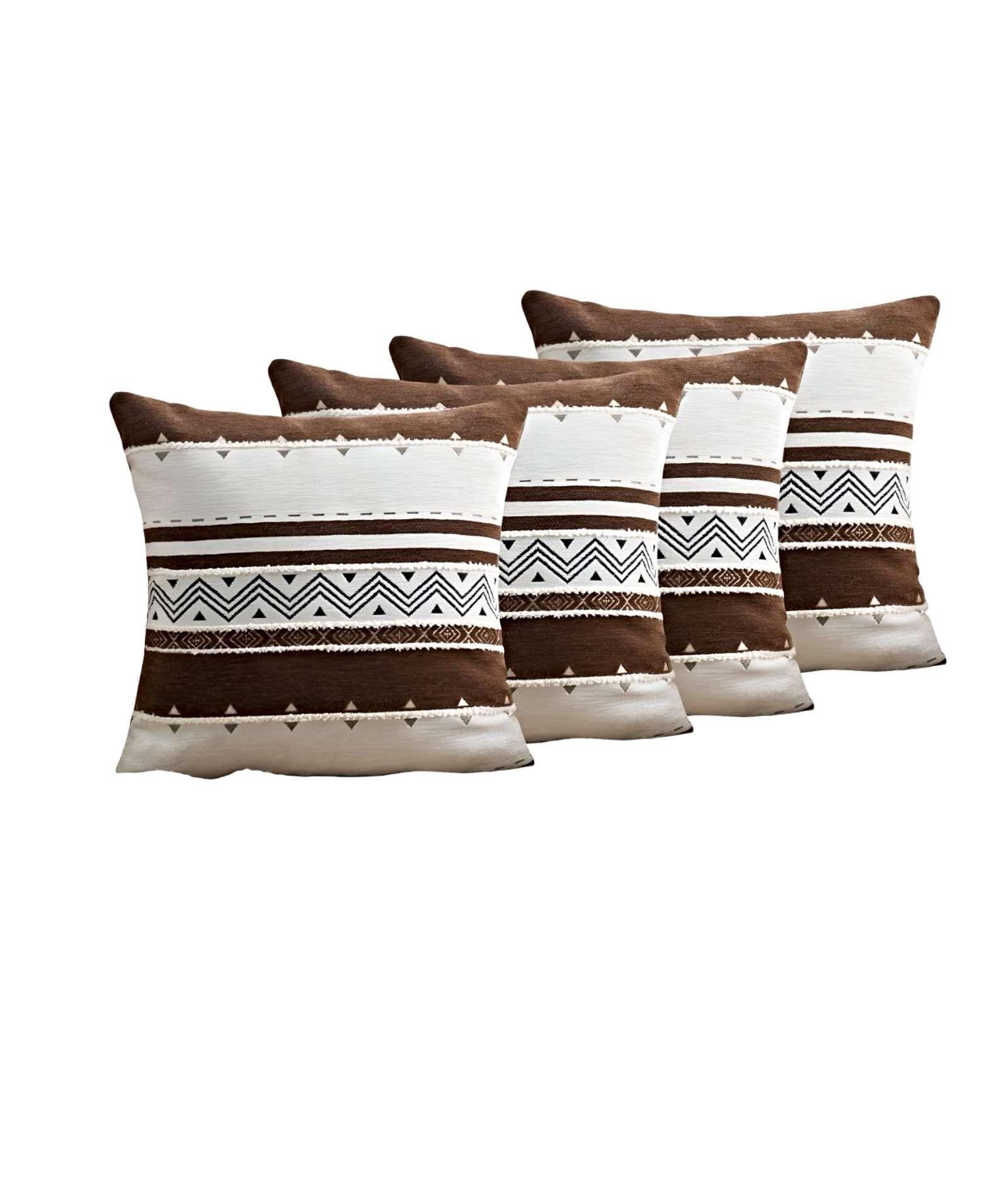 PACK DE 4 FUNDAS DE COJINES CON DISEÑO DE CHENILLE MANDALA C3-1
