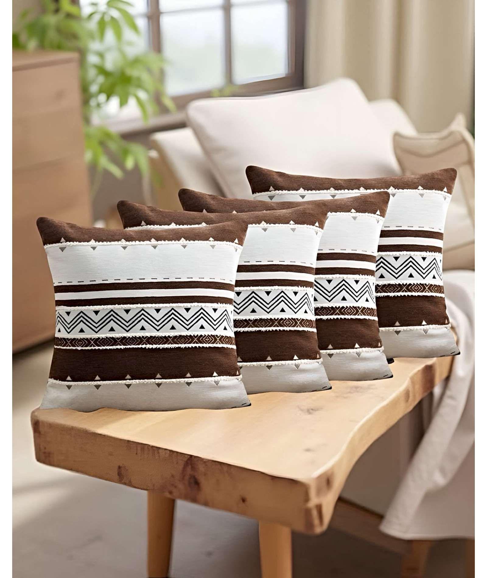 PACK DE 4 FUNDAS DE COJINES CON DISEÑO DE CHENILLE MANDALA C3-2