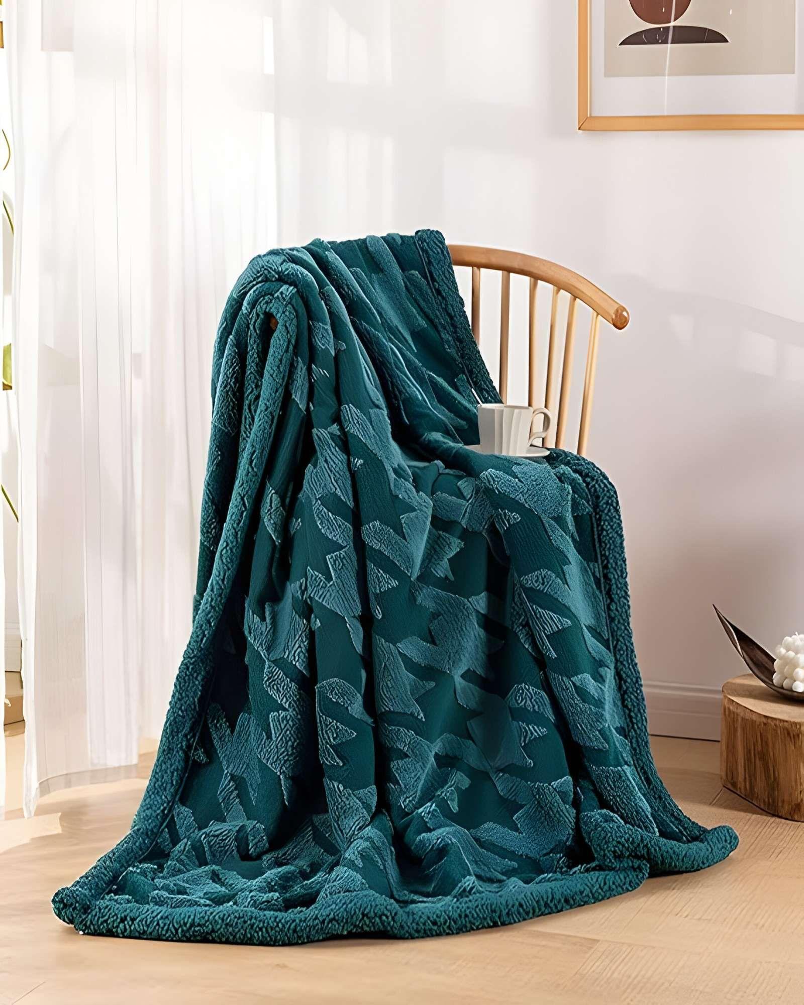 FRAZADA ELEGANTE 2 PLAZAS TURQUESA 200X230CM J7-4