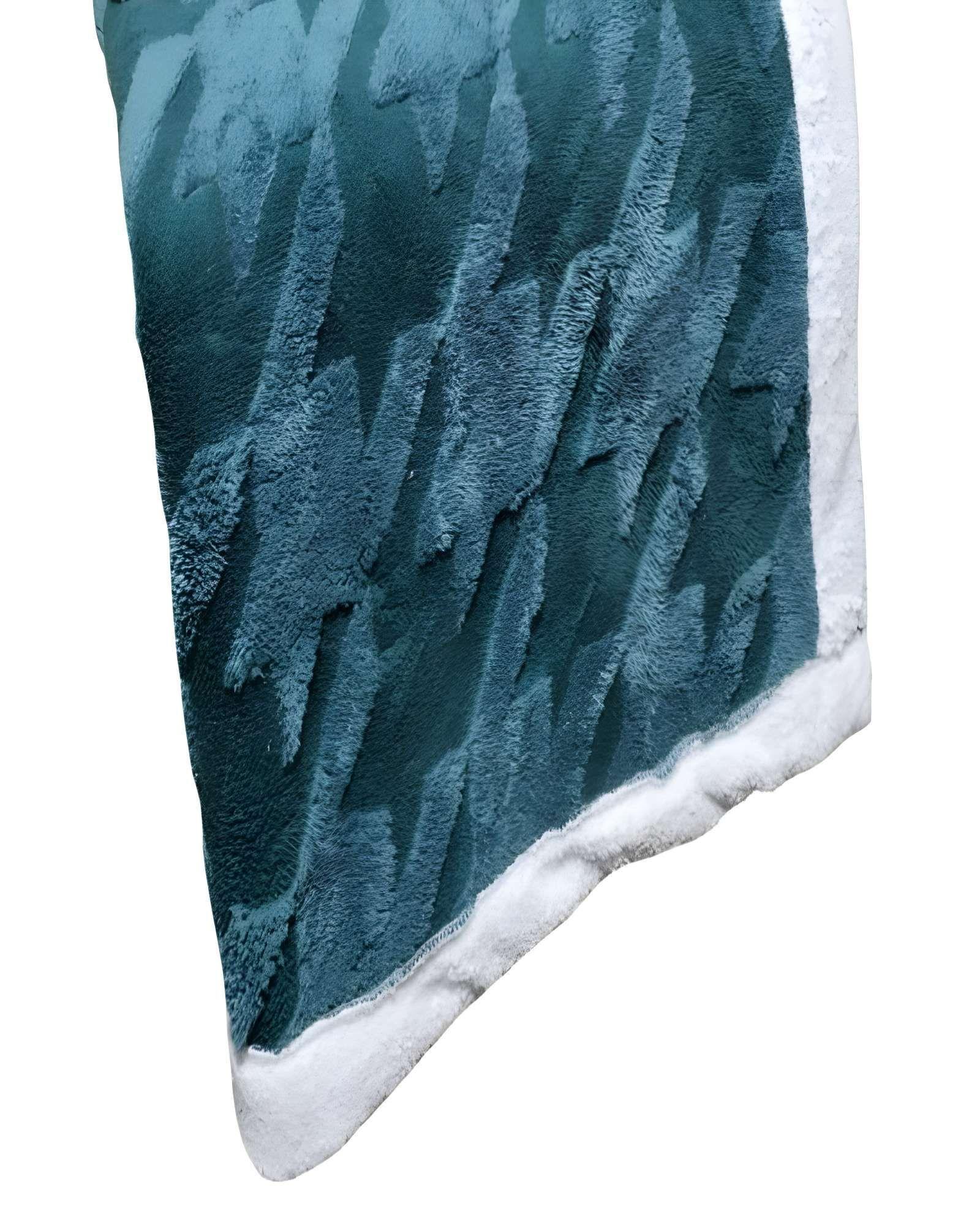FRAZADA ELEGANTE 2 PLAZAS TURQUESA 200X230CM J7-1