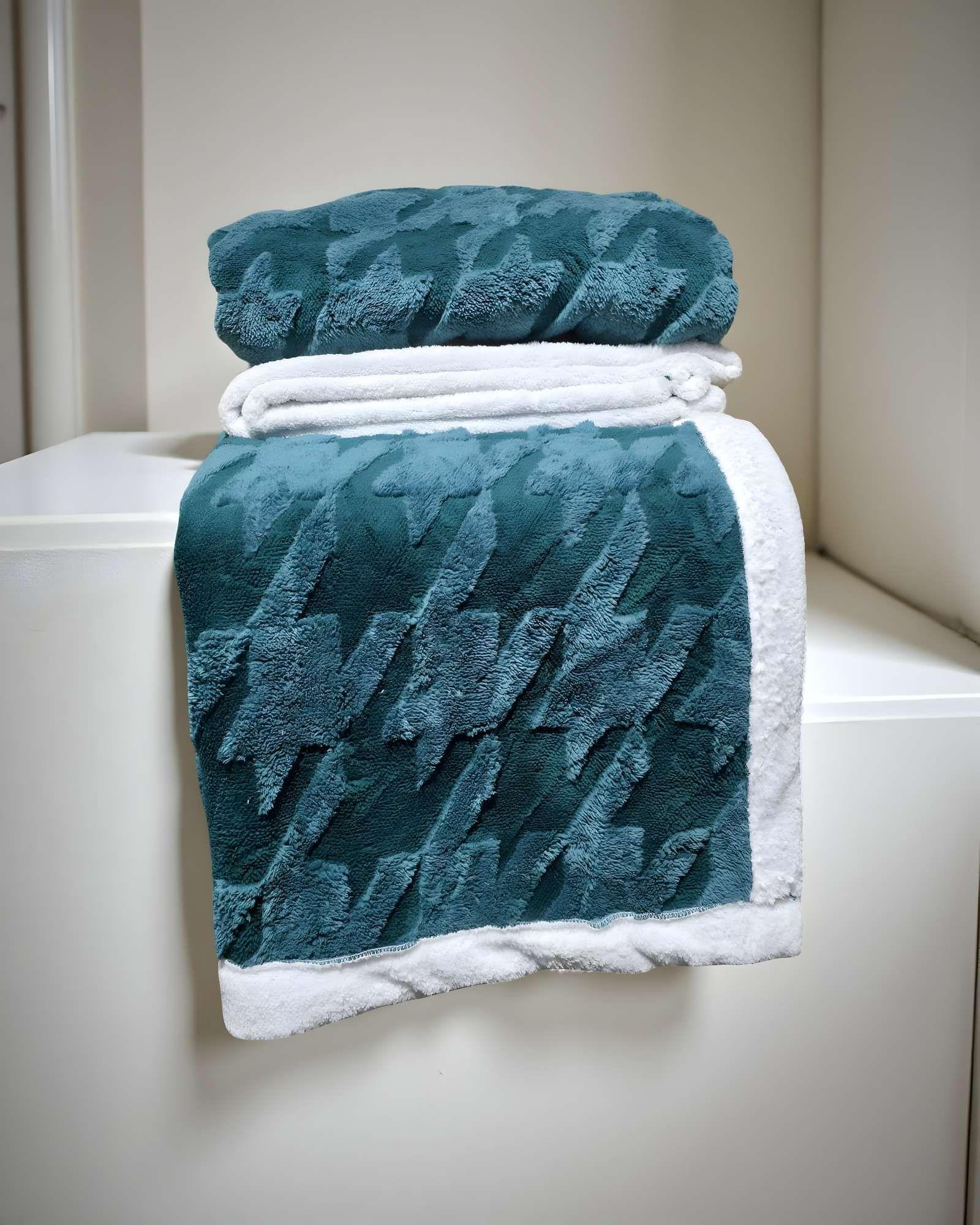 FRAZADA ELEGANTE 2 PLAZAS TURQUESA 200X230CM J7-2