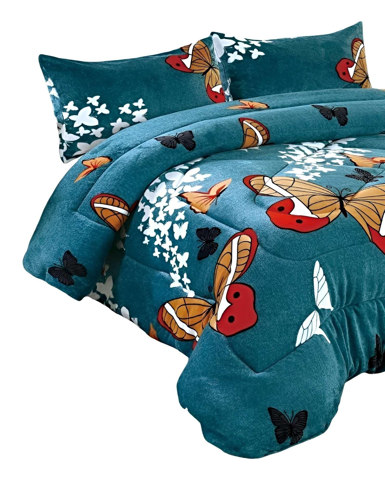 SET COBERTOR DE INVIERNO 1.5 PLAZA 180X200CM VERDE-2