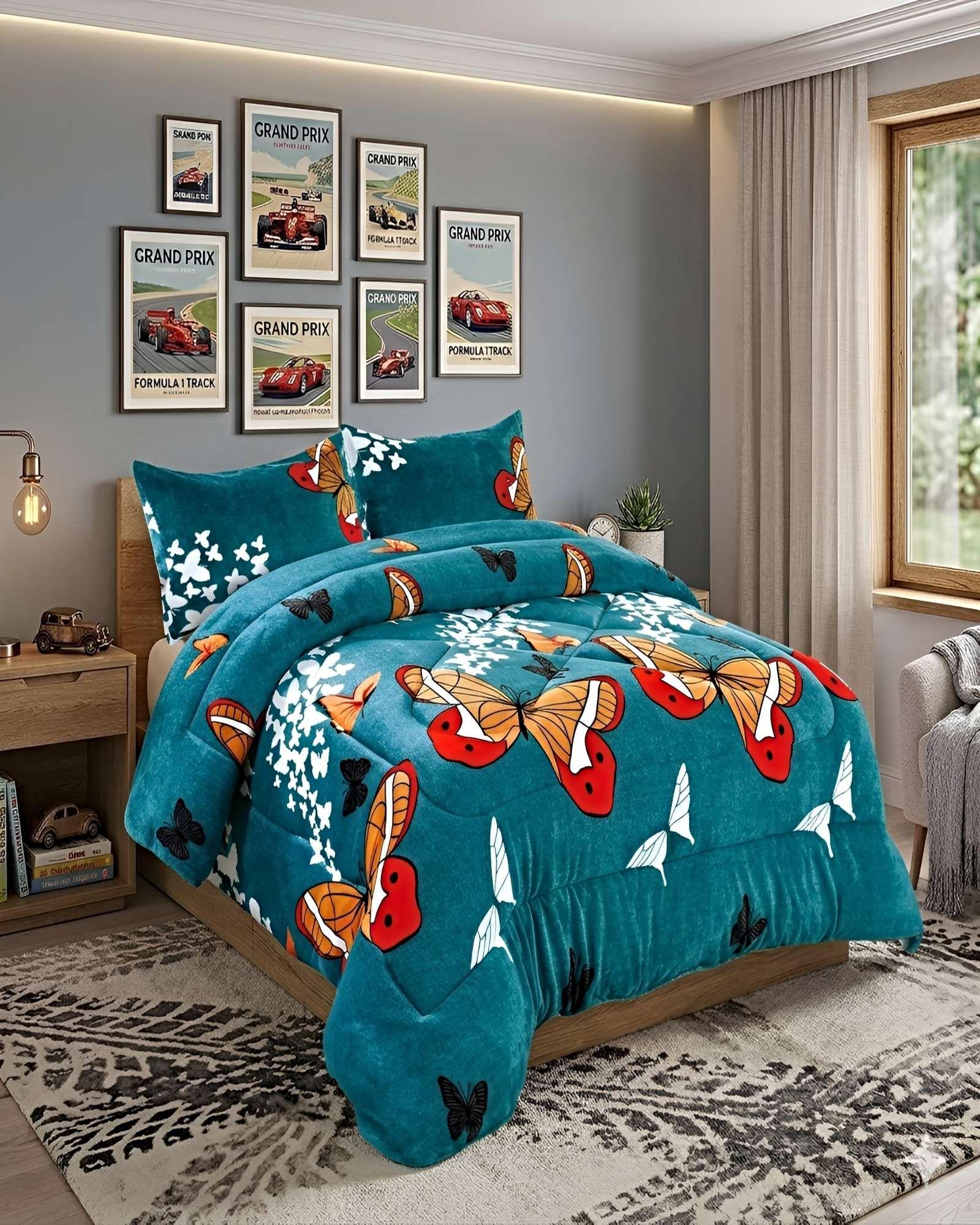 SET COBERTOR DE INVIERNO 1.5 PLAZA 180X200CM VERDE-3