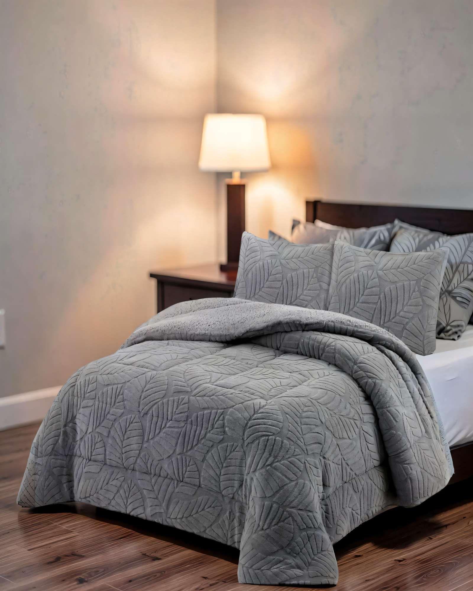 CUBRECAMA DE RELIEVE  2 PLAZAS COLOR GRIS CLARO-3