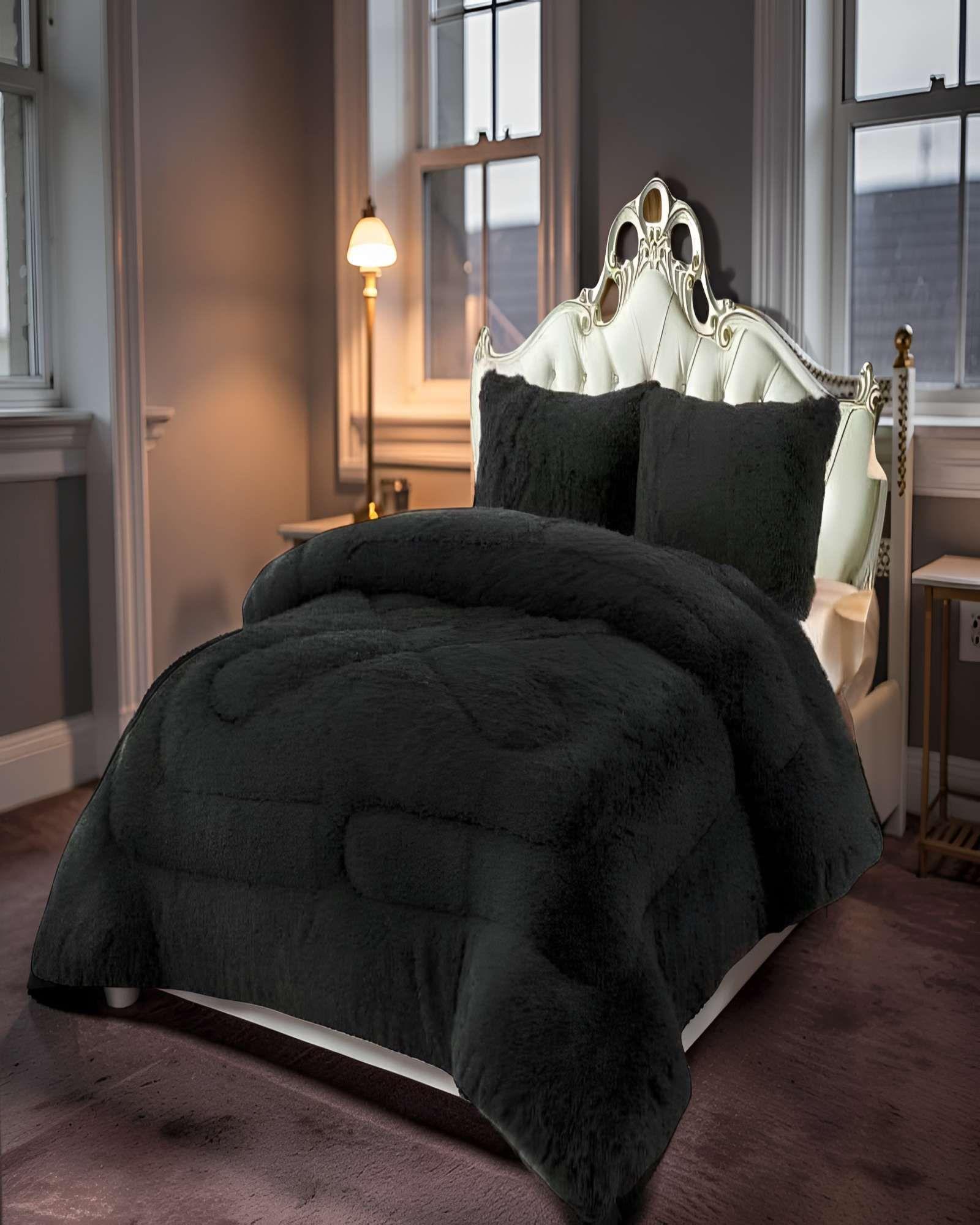 COBERTOR PELUDOS PREMIUM 2 PLAZAS 230CM X 250CM COLOR NEGRO-3