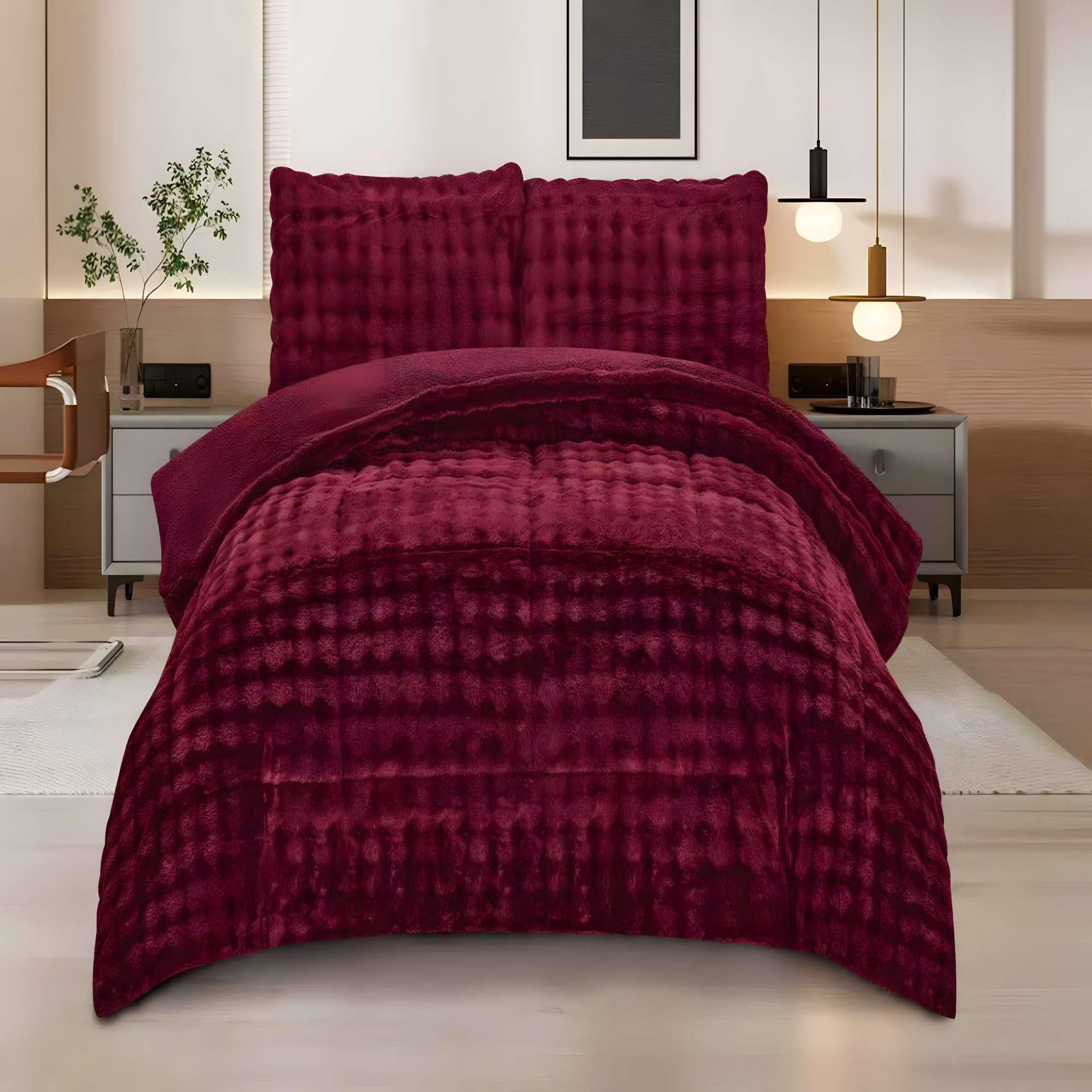 COBERTOR PREMIUM CONFORT 2 PLAZA 230CM X 250CM COLOR BURDEO-2