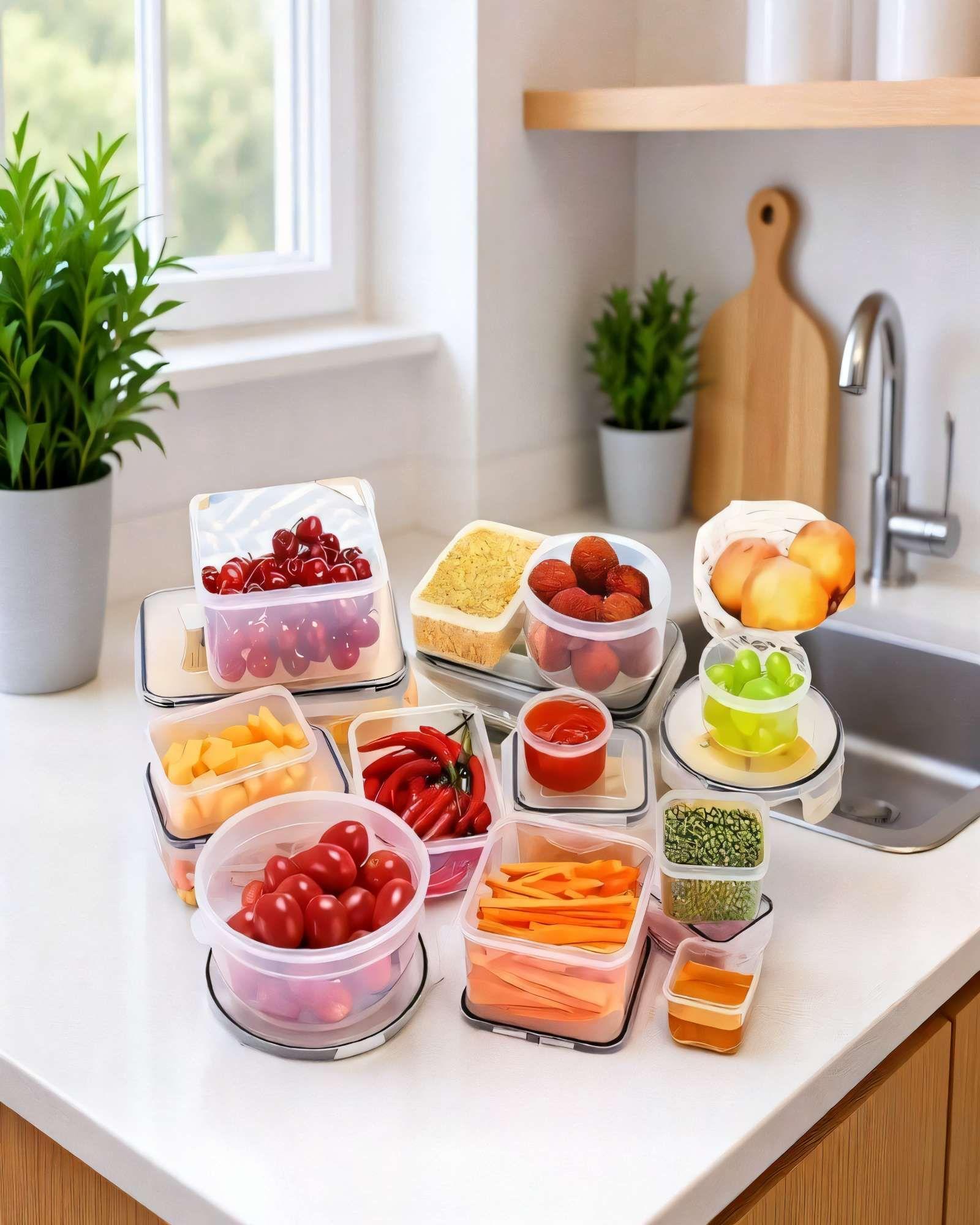 SET DE 20 RECIPIENTES HERMETICOS PARA ALMACENAR 100% LIBRE DE FUGAS -3