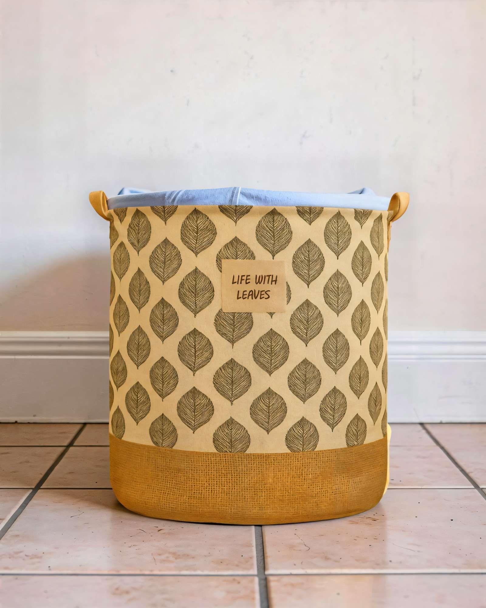 JUEGO  DE 2 CESTAS  DE YUTE PARA ROPA 40CMX50CM CON DISEÑO 1-3
