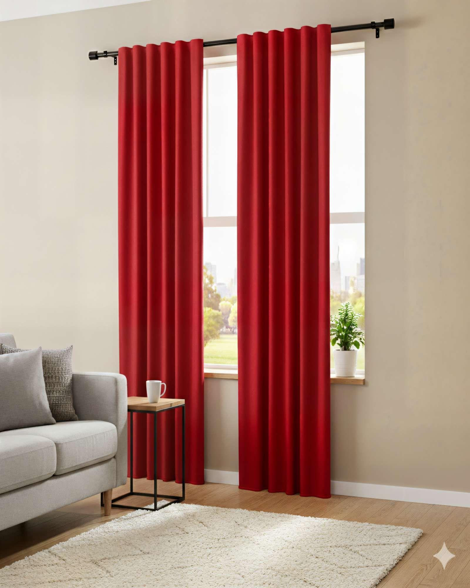 CORTINA ENGOMADA BLACKOUT 2 PAÑOS COLOR ROJO-3