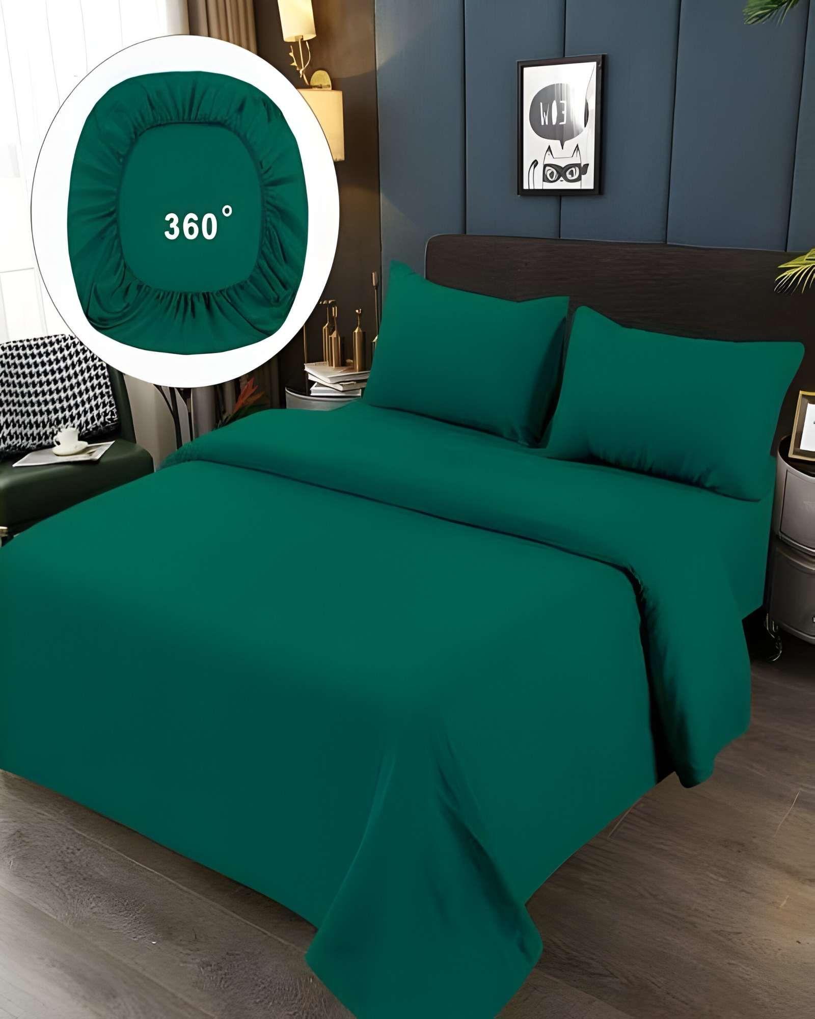 JUEGO DE SABANAS DE 500 HILOS 1 PLAZA COLOR TURQUESA-2