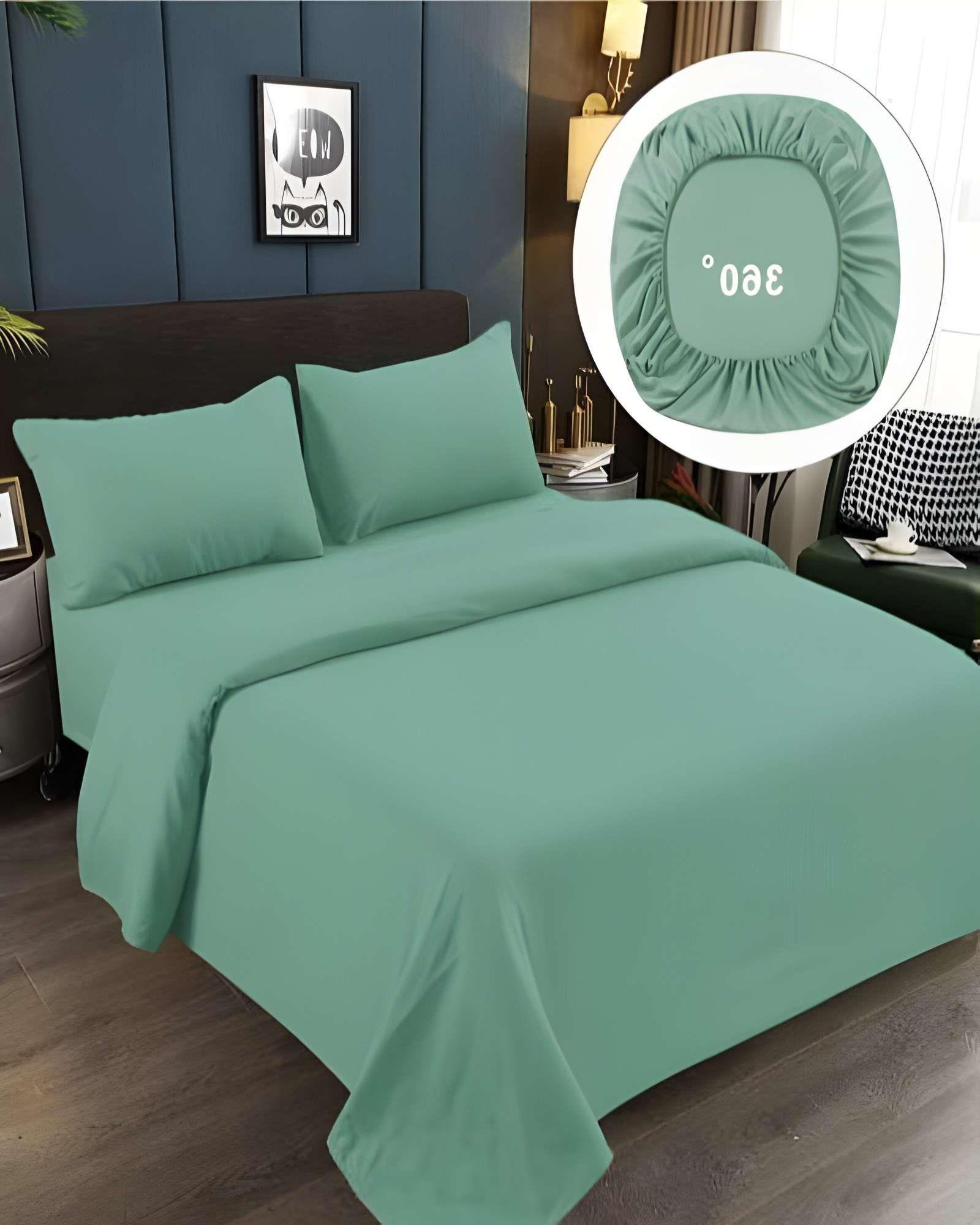 JUEGO DE SABANAS DE 500 HILOS 2 PLAZAS COLOR VERDE CLARO-3