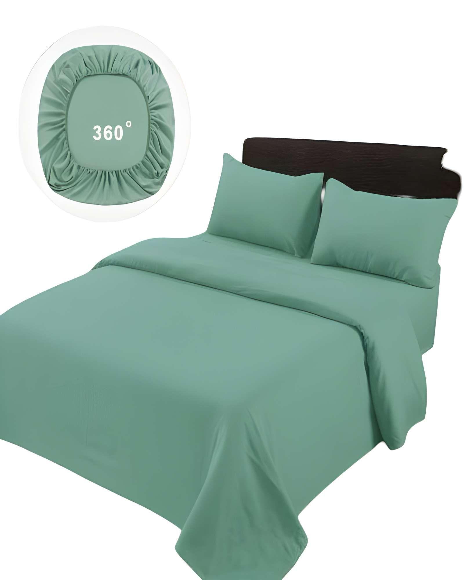 JUEGO DE SABANAS DE 500 HILOS 2 PLAZAS COLOR VERDE CLARO-0