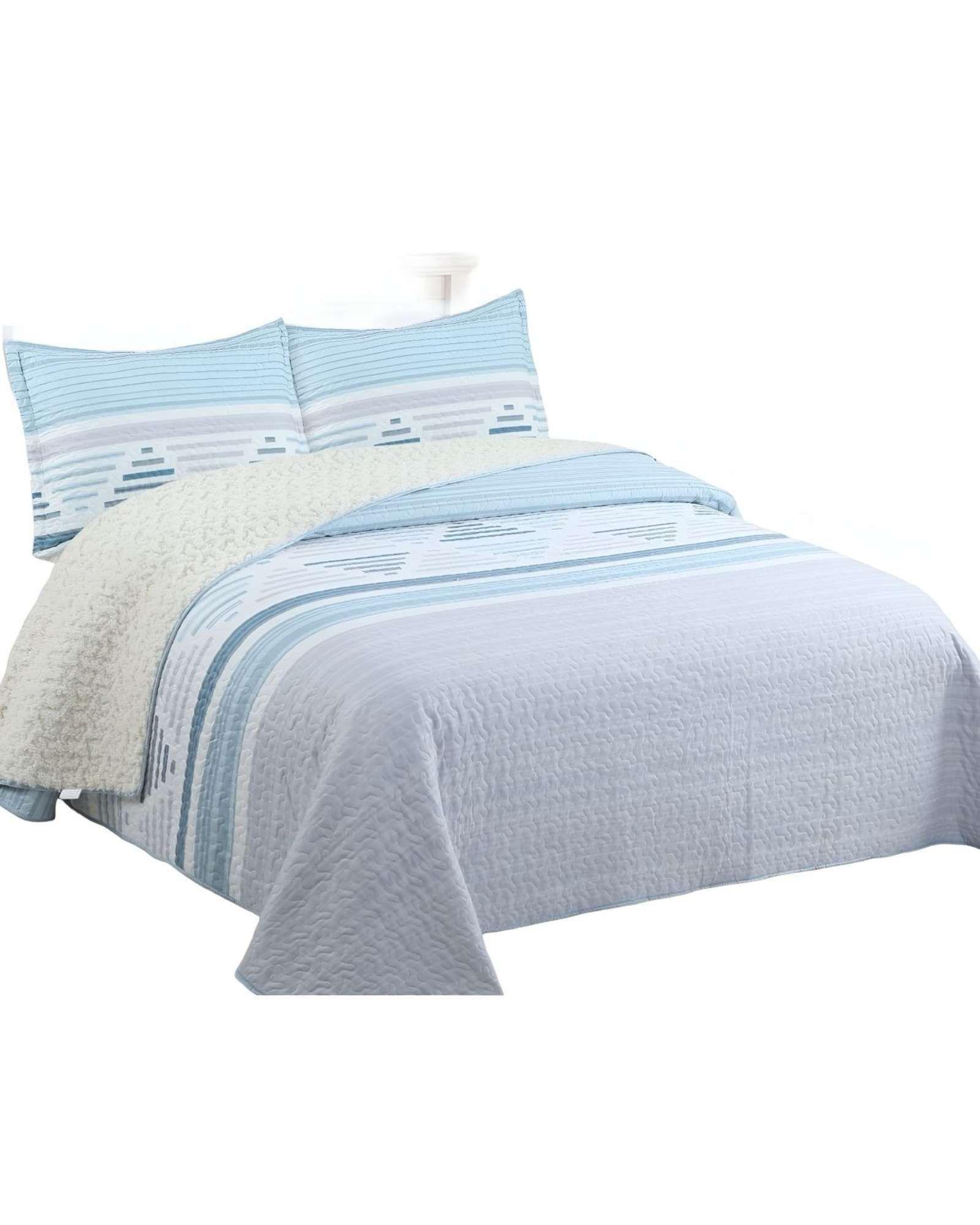 Quilt con sherpa plaza y media blanco J1-0
