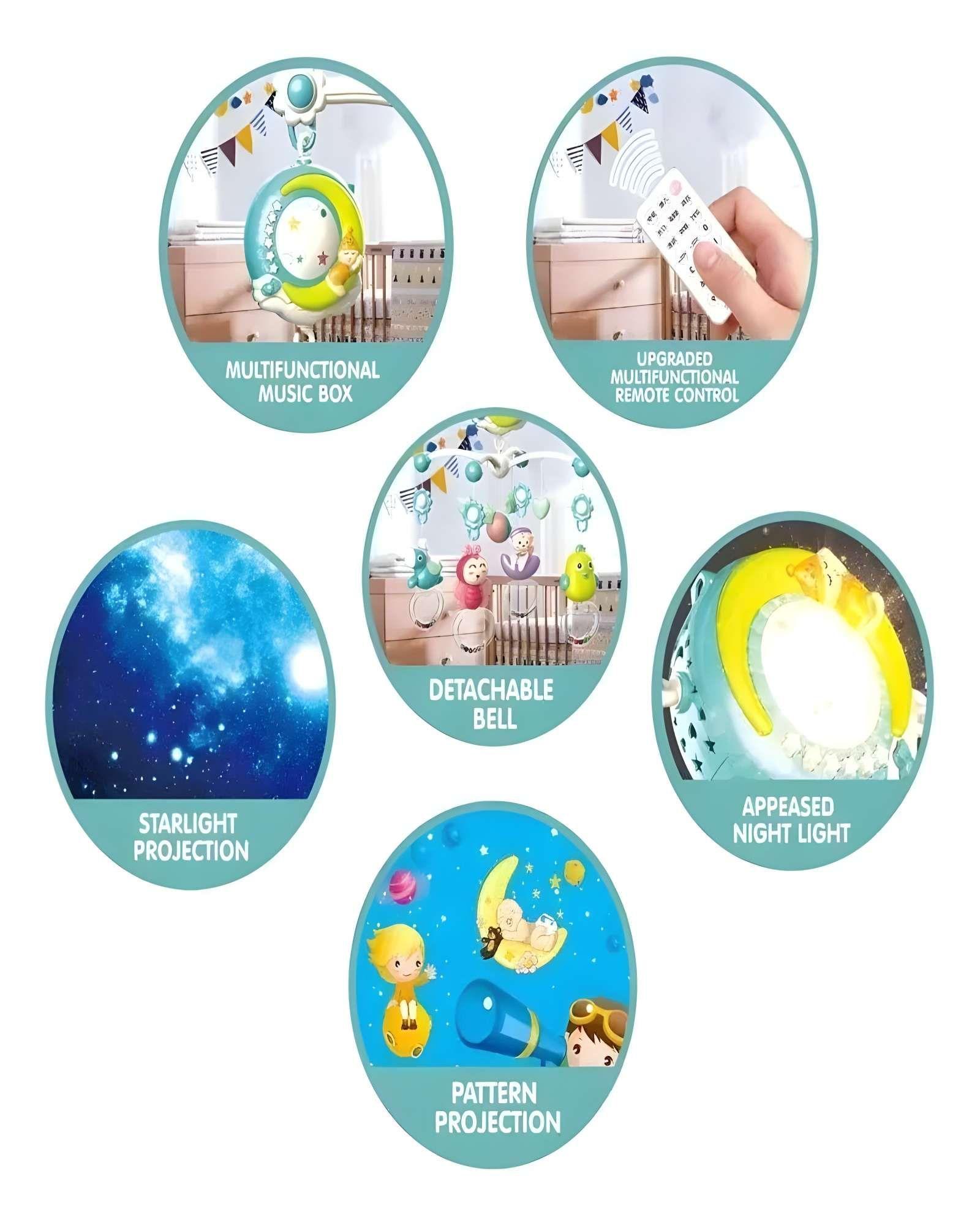 MOVIL MUNDA HADA MUSICAL CON CONTROL REMOTO Y PROYECCIÓN DE IMAGEN COLOR AZUL-2