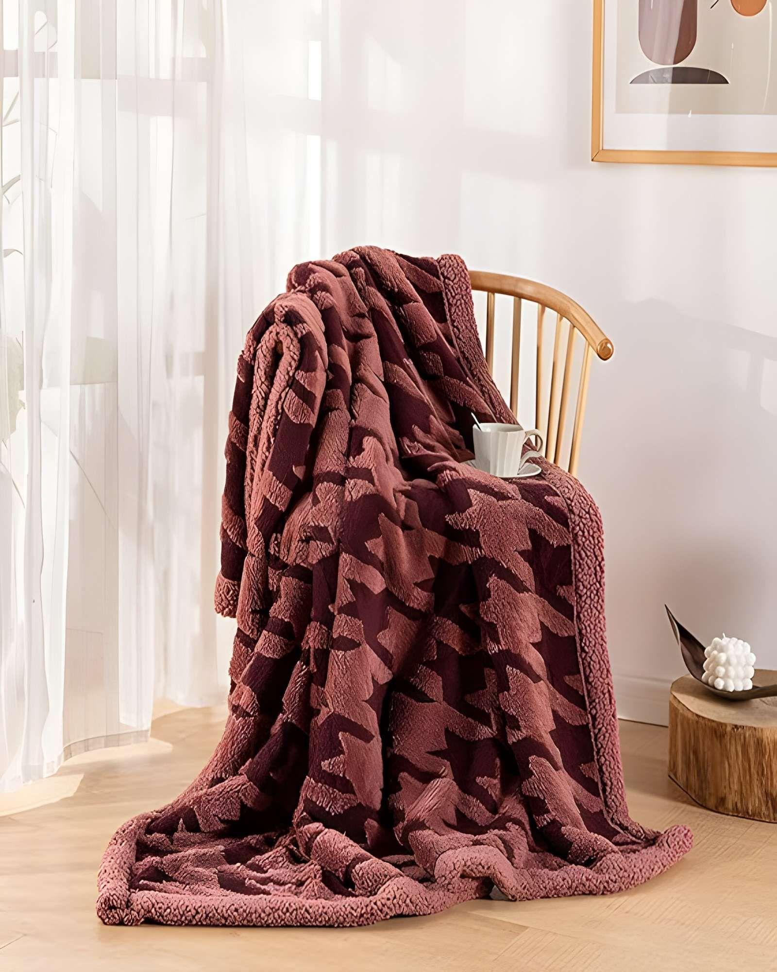 FRAZADA ELEGANTE 2 PLAZAS BURDEO 200X230CM J4-4