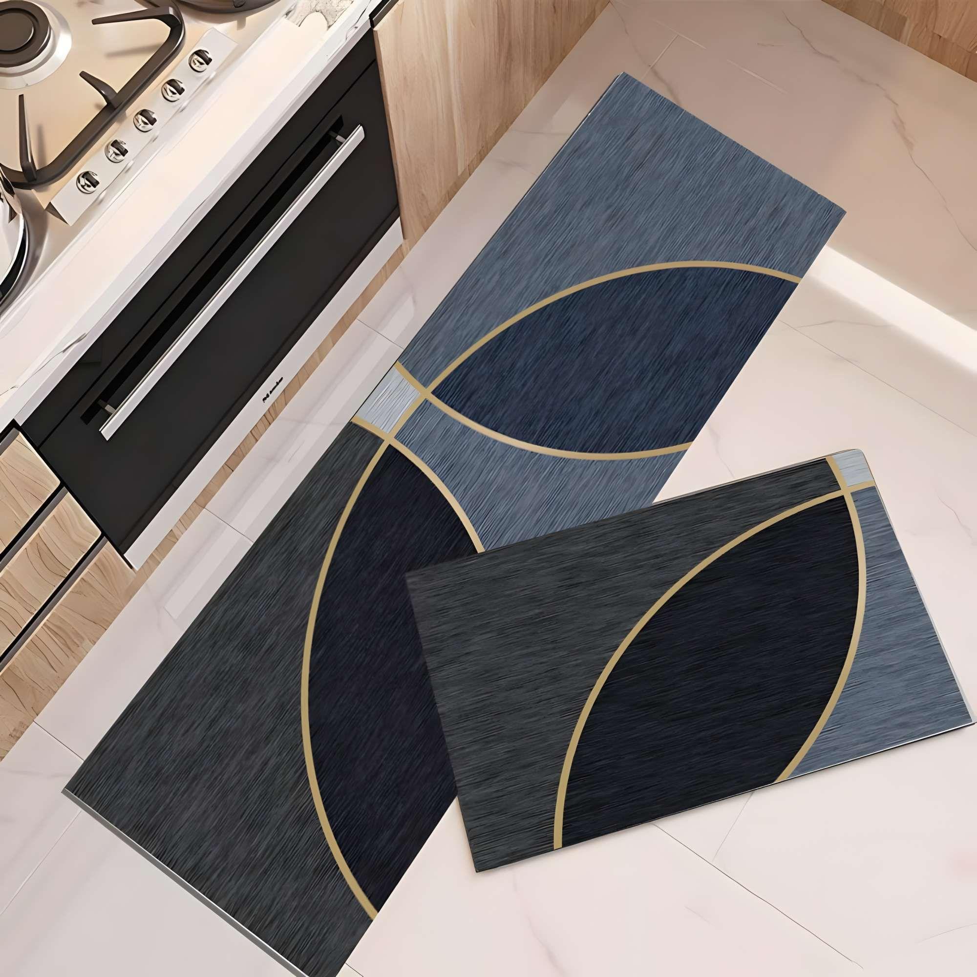 DUO DE  ALFOMBRAS DE GOMA MINIMALISTAS PARA COCINA B22-2