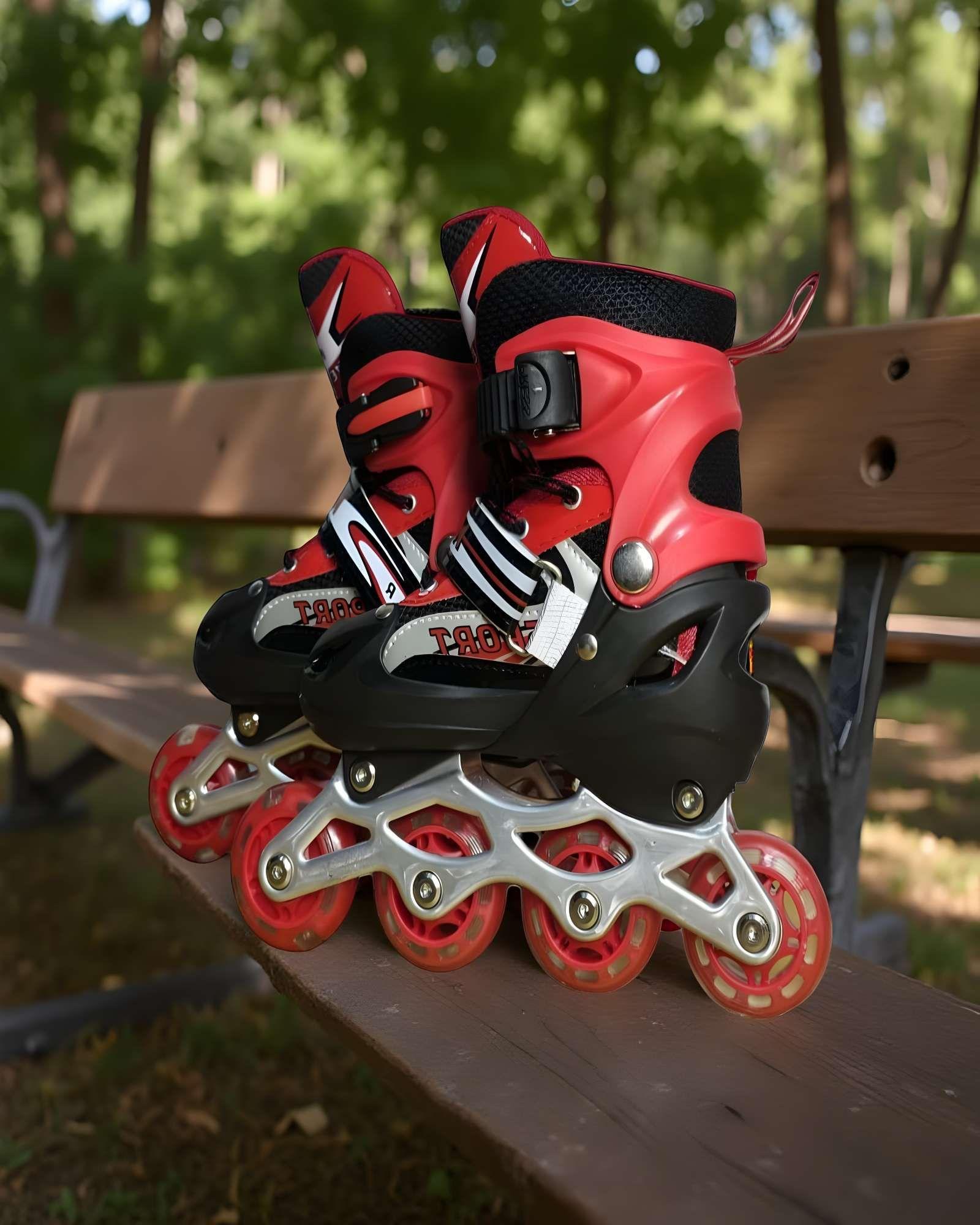 PATIN LINEAL CON LUCES MAS KIT TALLA M 35-38 ROJO-3