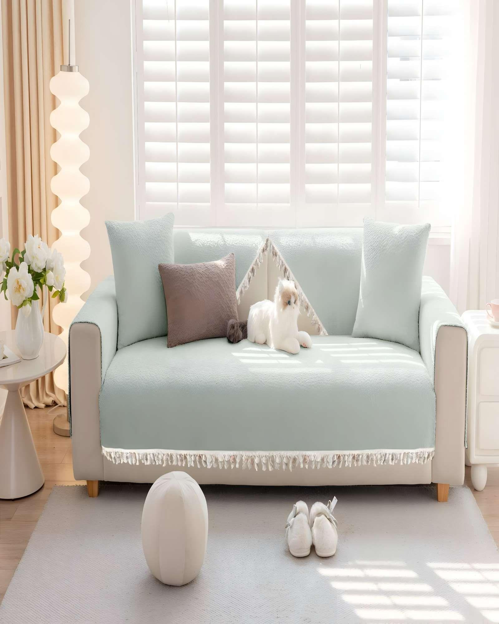 SET DE 5 FUNDAS DE SILLON CON FLECOS COLOR VERDE MENTA-2