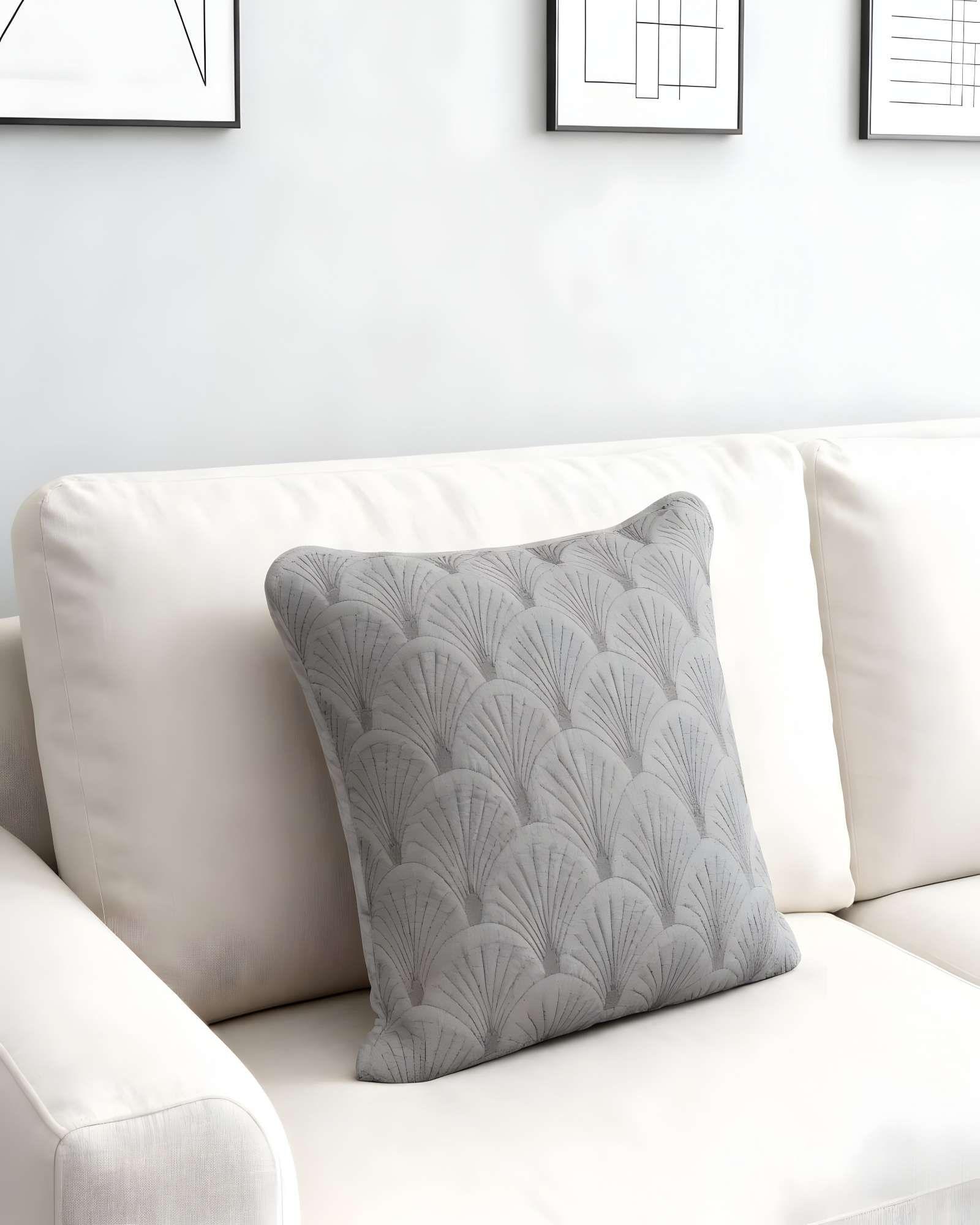 SET DE 2 FUNDAS DE COJIN SERIE ABANICO 45X45 CM GRIS-2