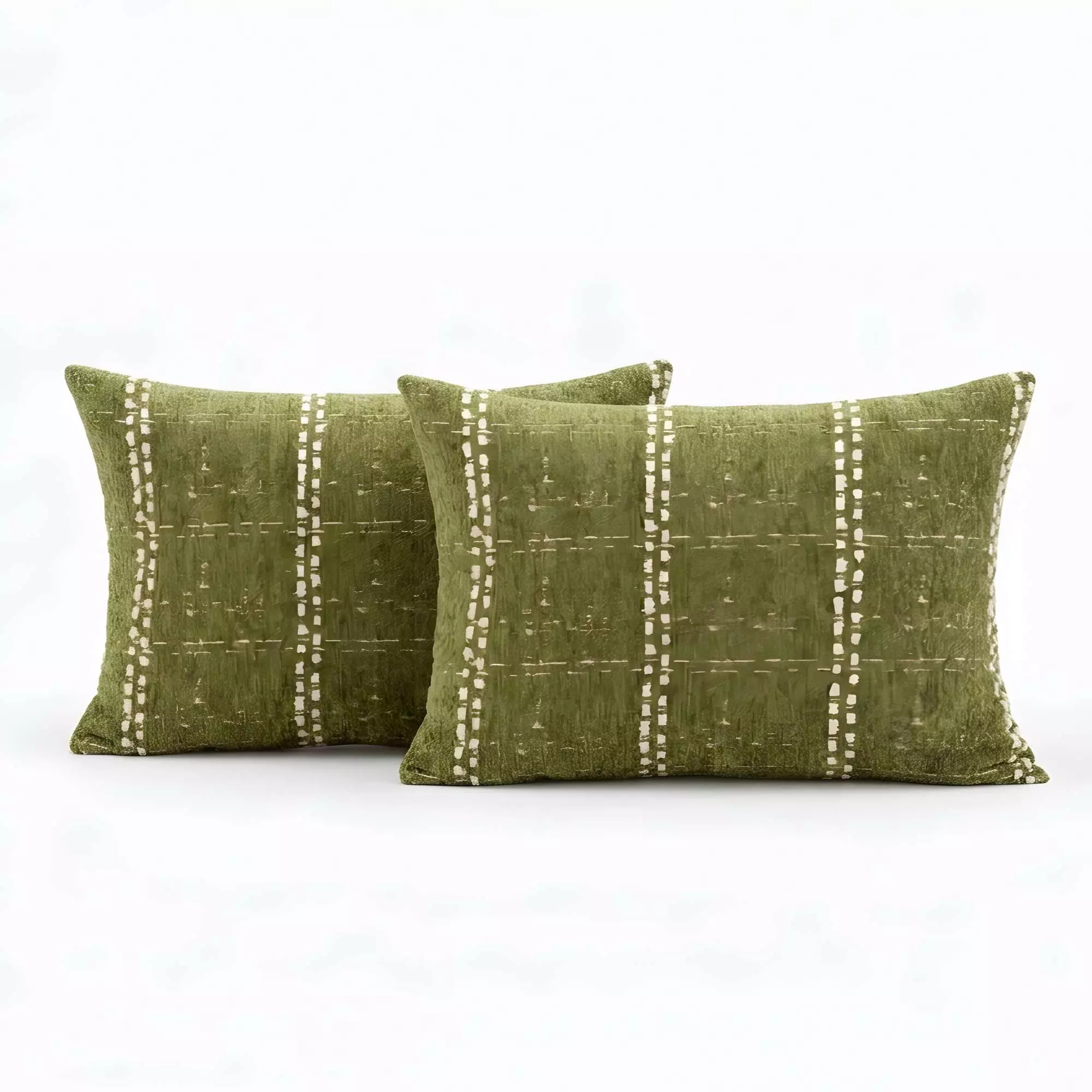 PACK DE 2 FUNDAS DE COJIN CHENILLE CUADRILLE COLOR VERDE-3