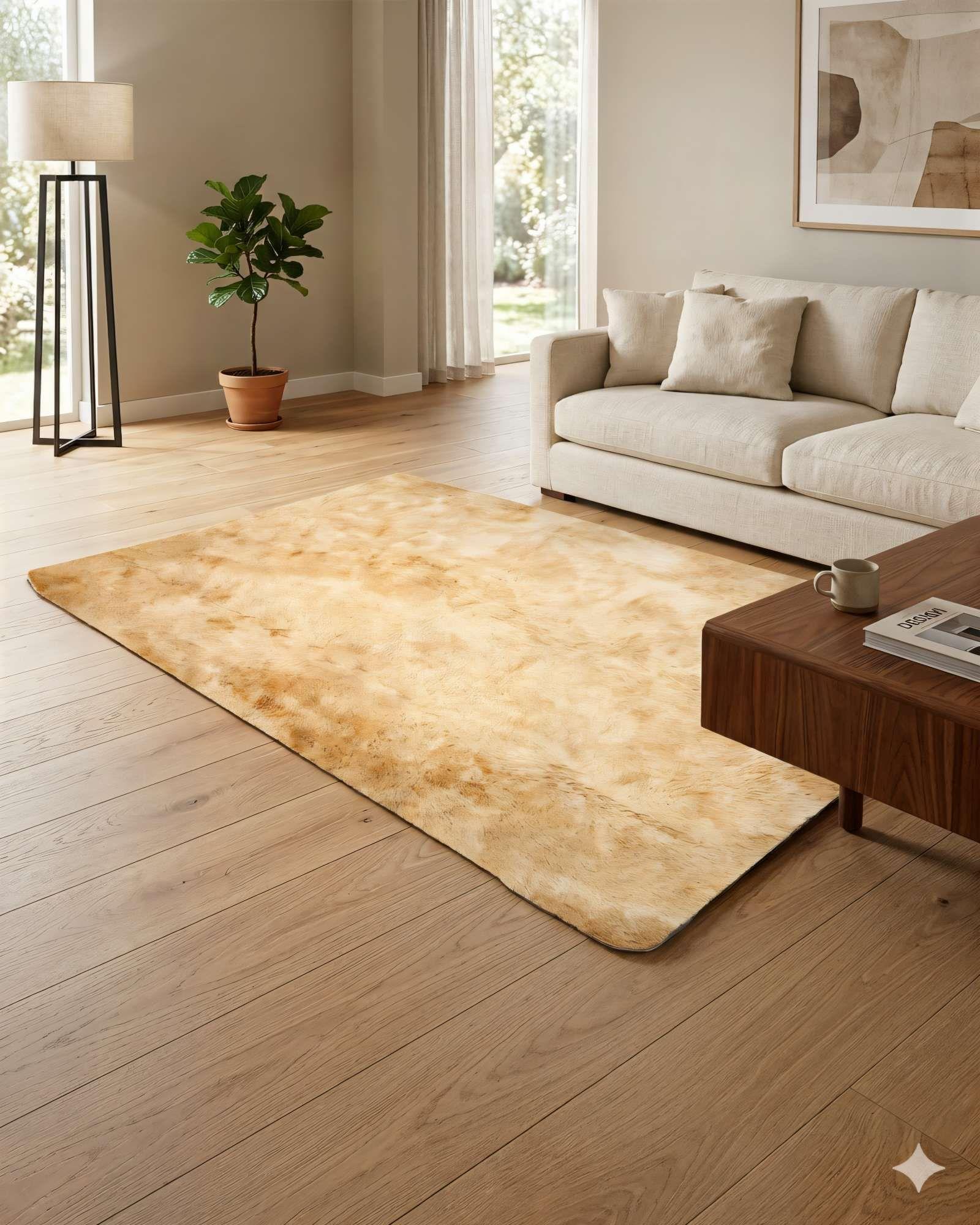 ALFOMBRA PELUDA 180X200  COLOR BEIGE 1-3