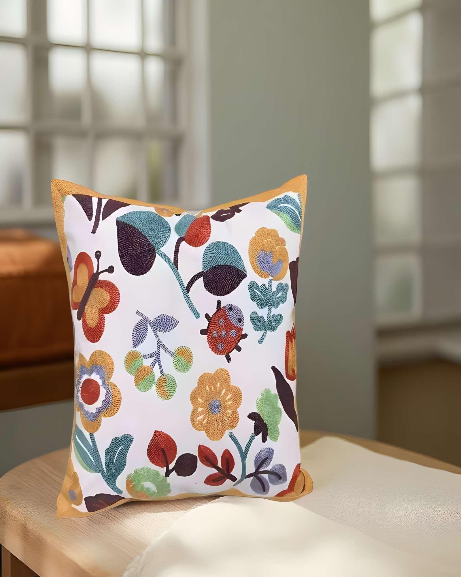 SET DE 2 FUNDAS DE COJIN BORDADAS 45X45CM BLANCO 03-2