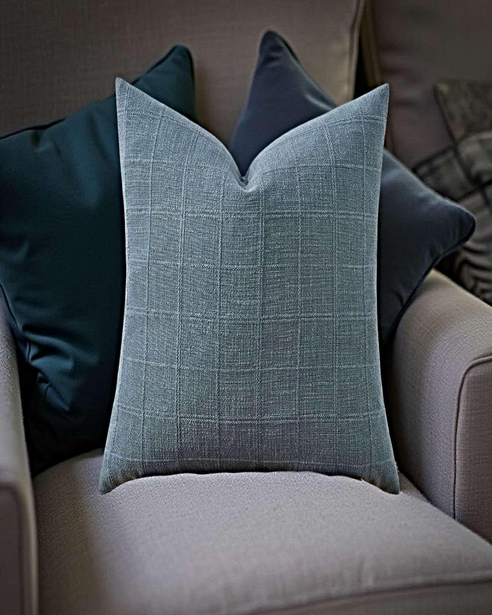 PACK DE 2 FUNDAS DE COJIN JACQUARD CUADRILLE 45X45 CM AZUL-3