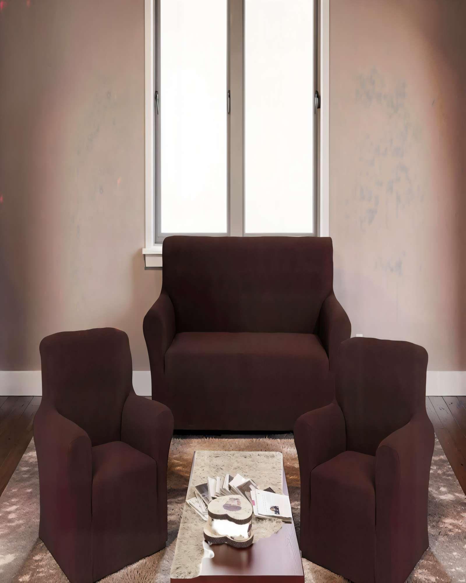 PACK DE FUNDAS DE SOFA CUADRILLE 3+1+1 COLOR MARRON-3