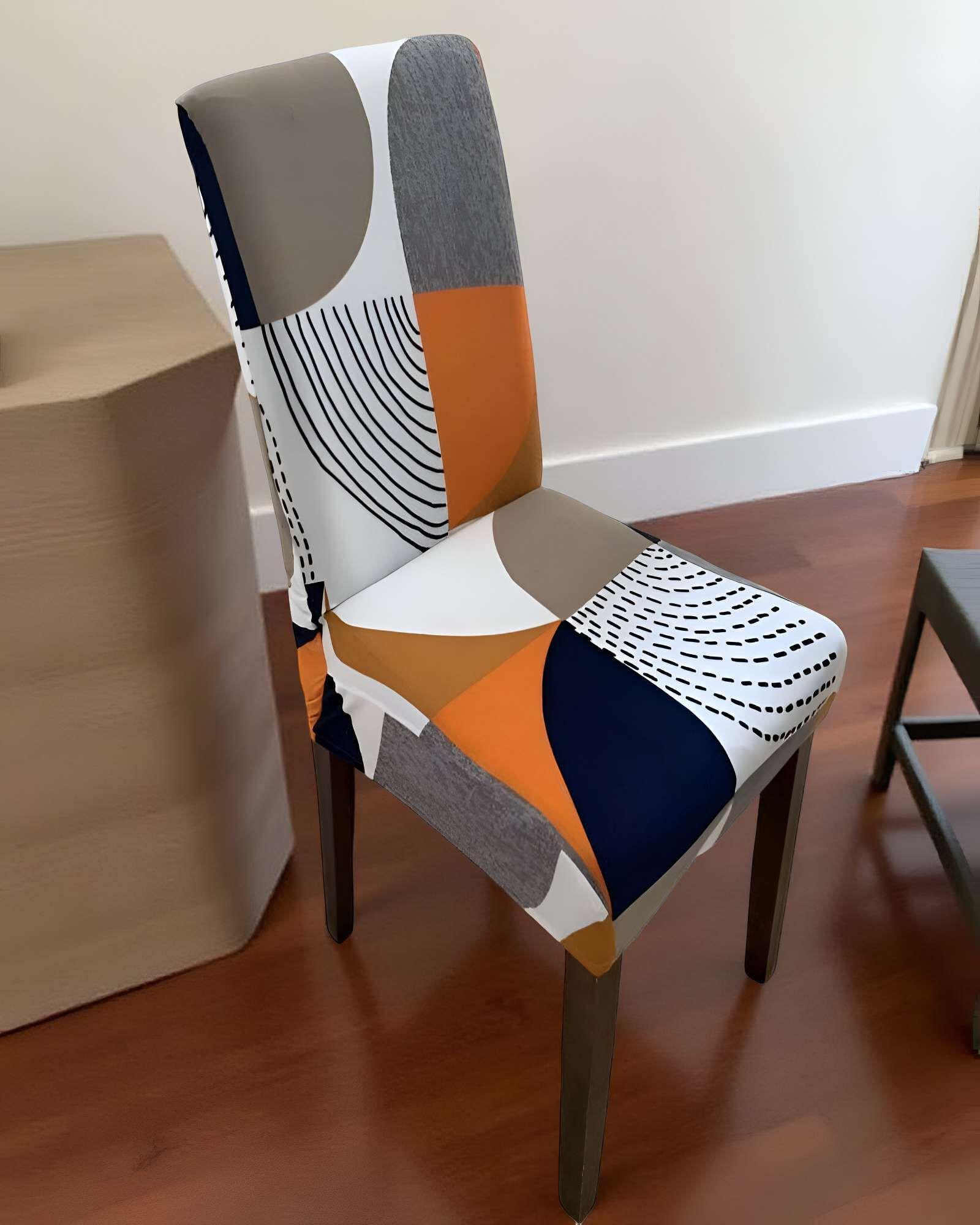 SET DE 6 FUNDAS DE SILLA ELASTICADAS CON DISEÑO ESTAMPADO F1-2