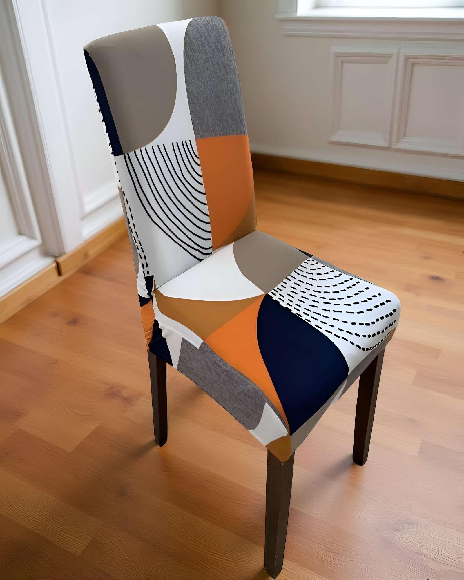 SET DE 6 FUNDAS DE SILLA ELASTICADAS CON DISEÑO ESTAMPADO F1-3