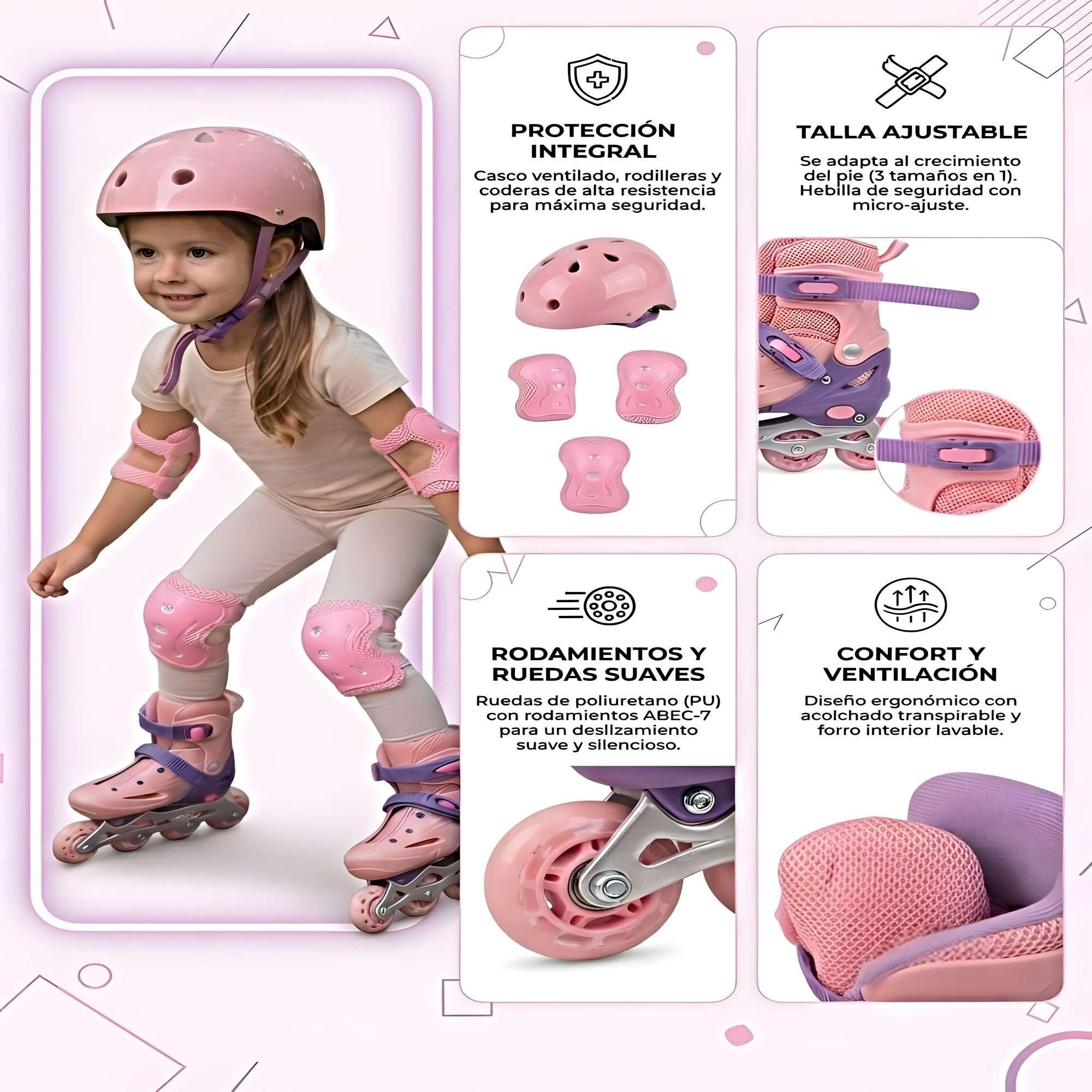 SET DE PATINES AJUSTABLES CON KIT DE SEGURIDAD  TALLA M (35-38) MULTICOLOR-4