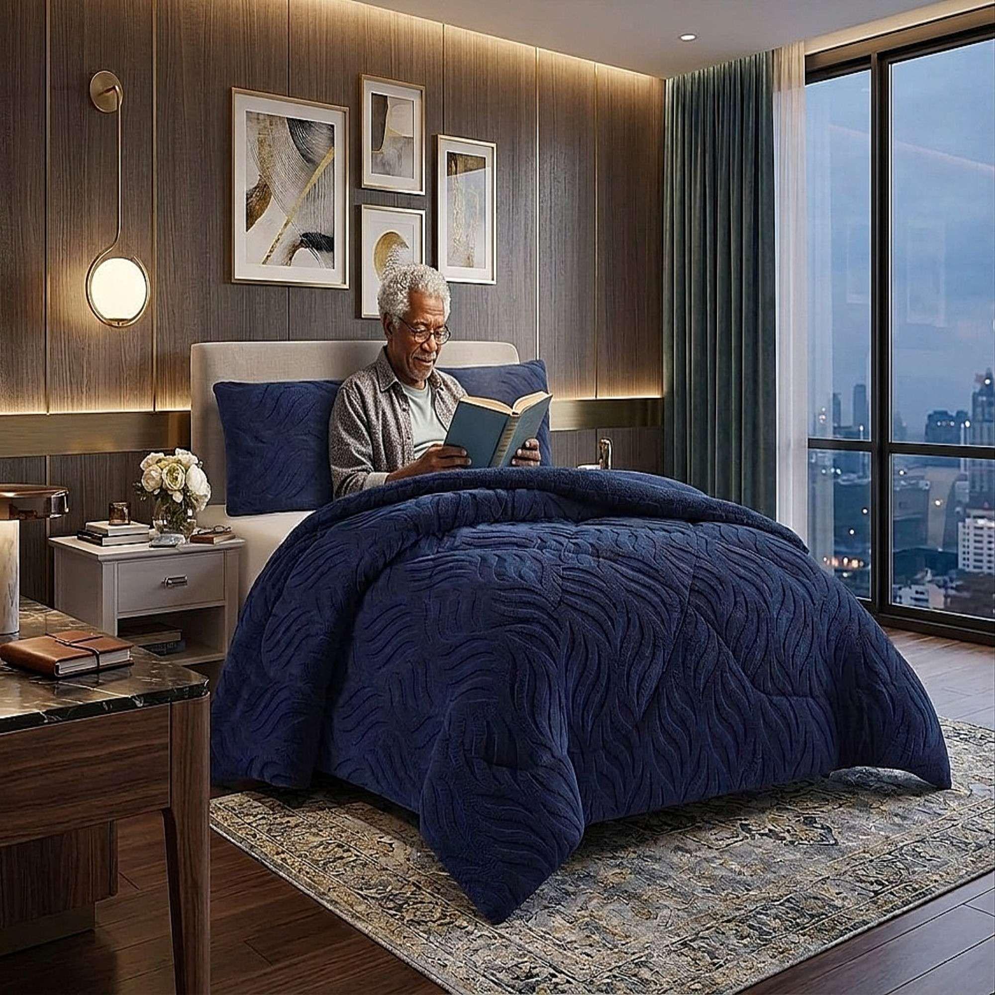 COBERTOR SHERPA TEXTURIZADO RB 2 PLAZAS AZUL O-2