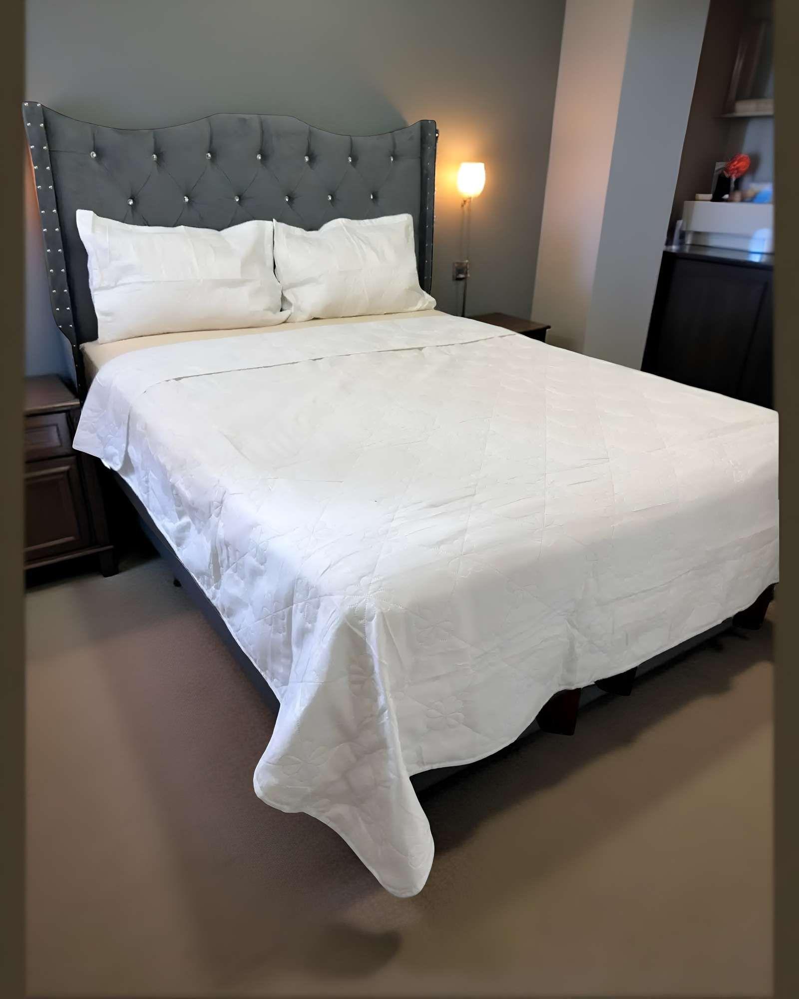 QUILT COLCHA DE LUJO VERANO DELGADO KING BLANCO -3