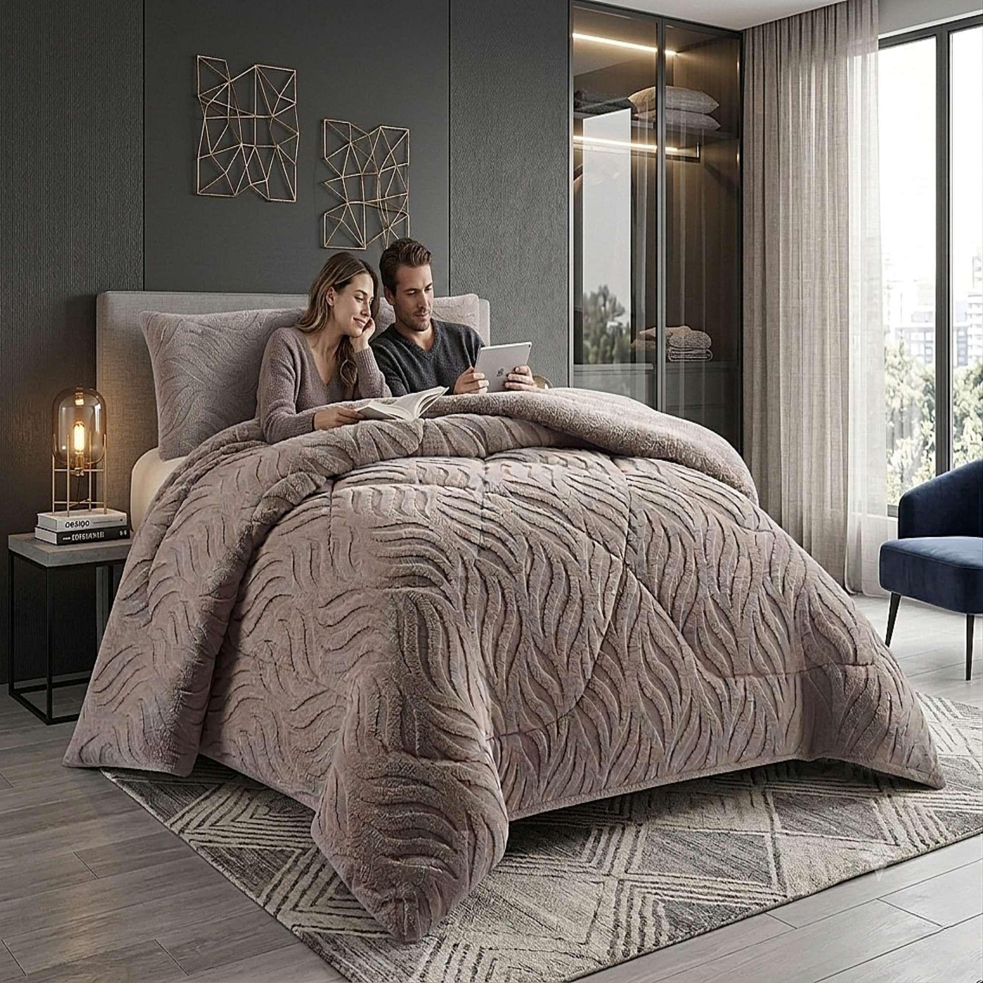 COBERTOR SHERPA TEXTURIZADO RB KING GRIS-2