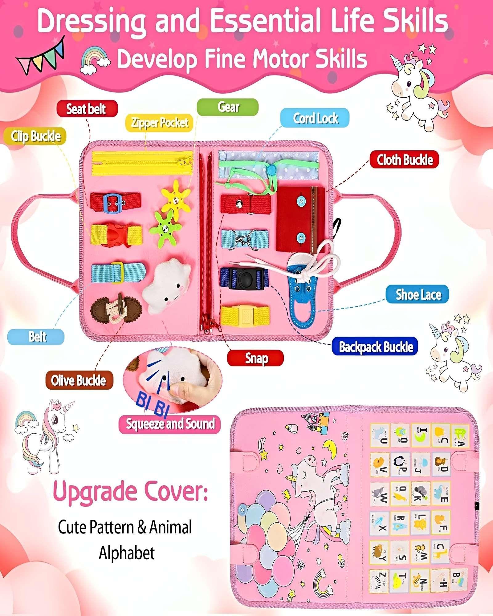 Tabla de Actividades 8 en 1: Juguete de Viaje para Niños rosa-1