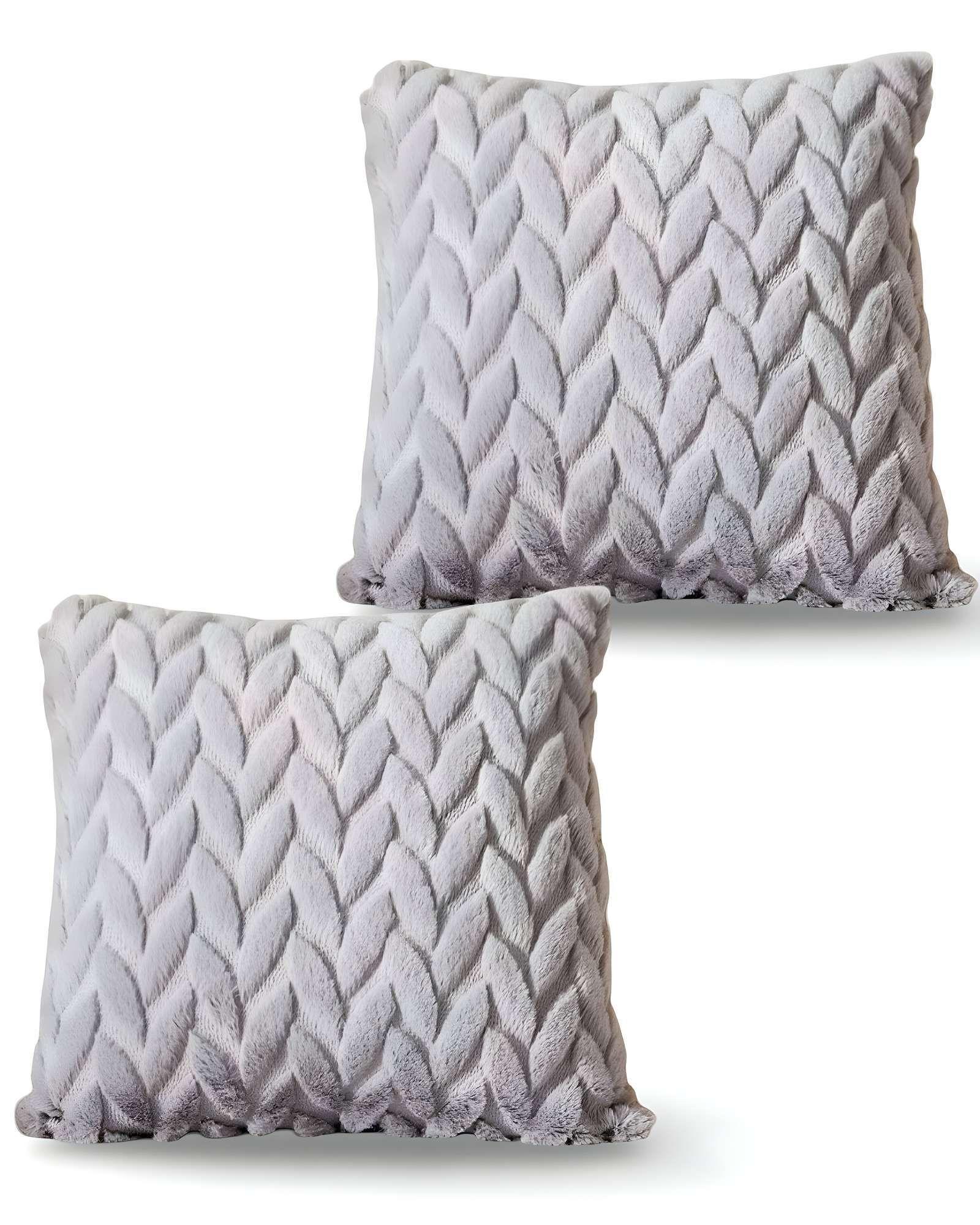 SET DE 2 FUNDAS DE COJINES DISEÑO ESPIGA 45CM X 45 CM GRIS-2