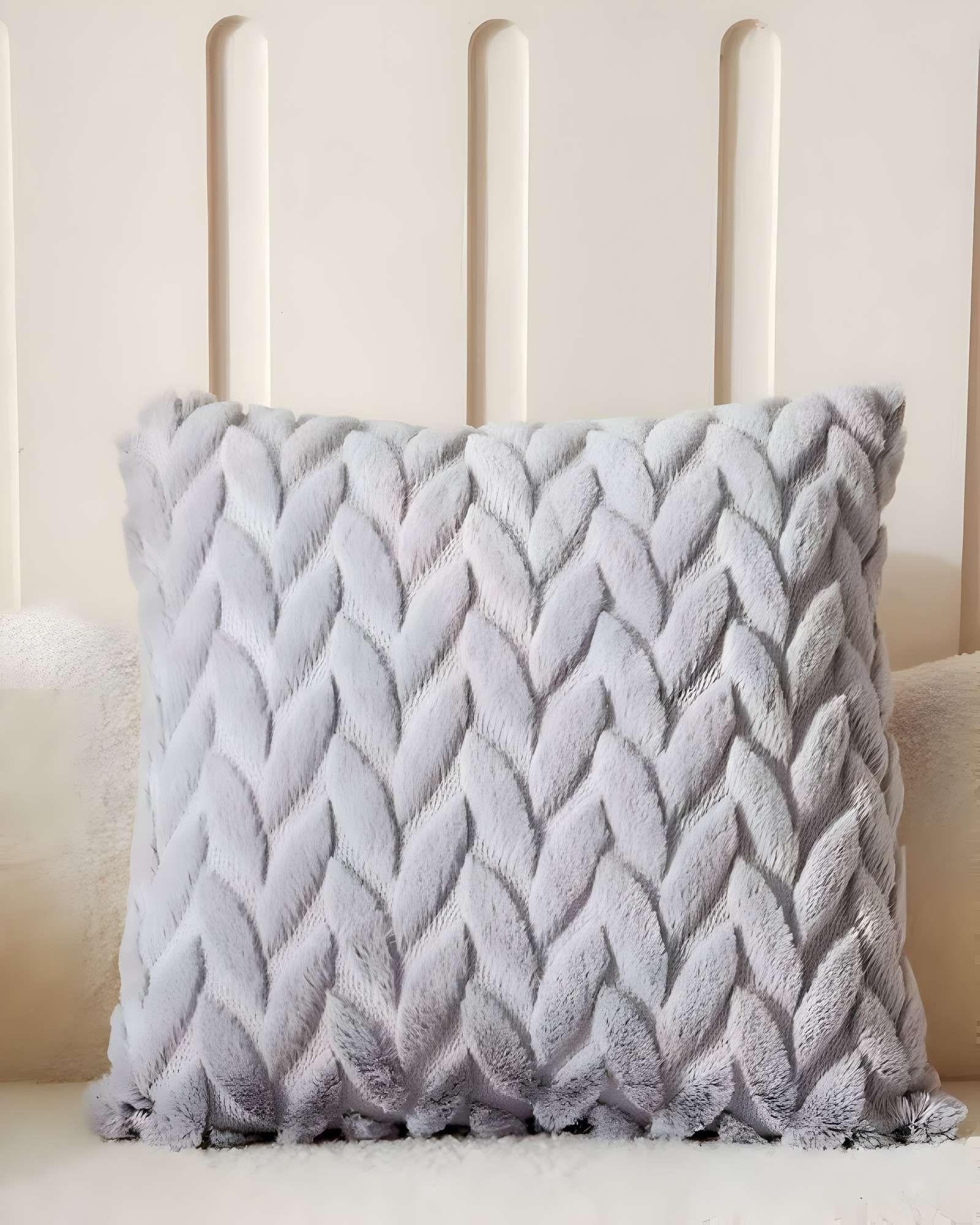 SET DE 2 FUNDAS DE COJINES DISEÑO ESPIGA 45CM X 45 CM GRIS-3