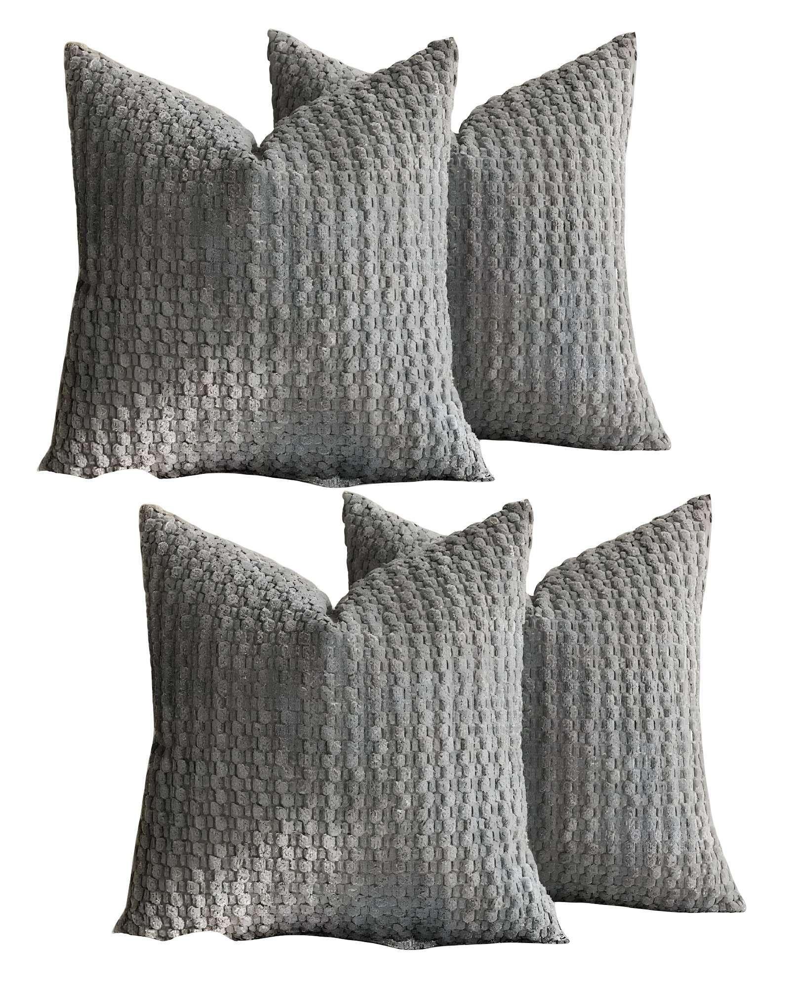 SET DE 4 FUNDAS DE COJINES DISEÑO DE MAIZ 45CM X 45 CM GRIS-2