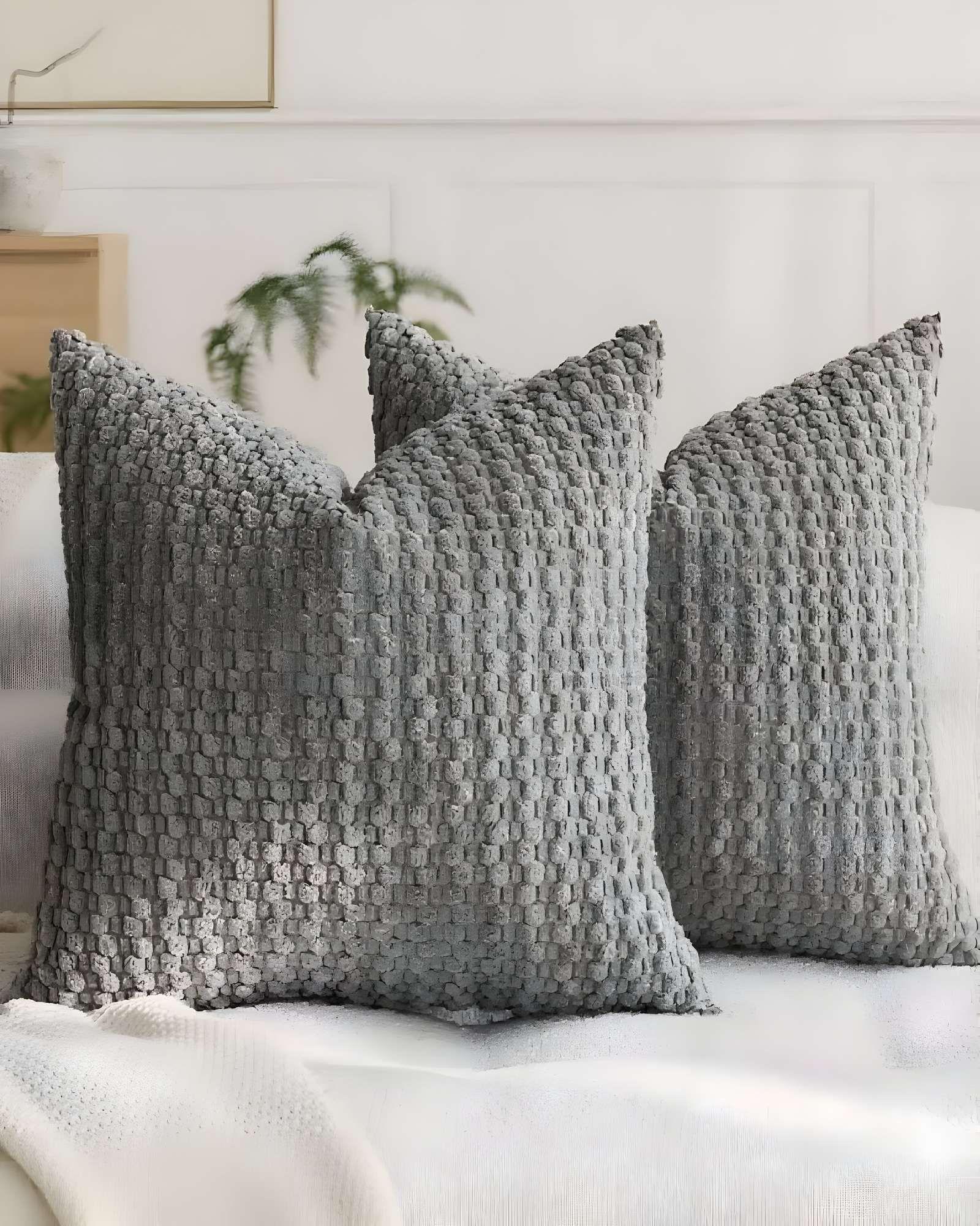 SET DE 4 FUNDAS DE COJINES DISEÑO DE MAIZ 45CM X 45 CM GRIS-3
