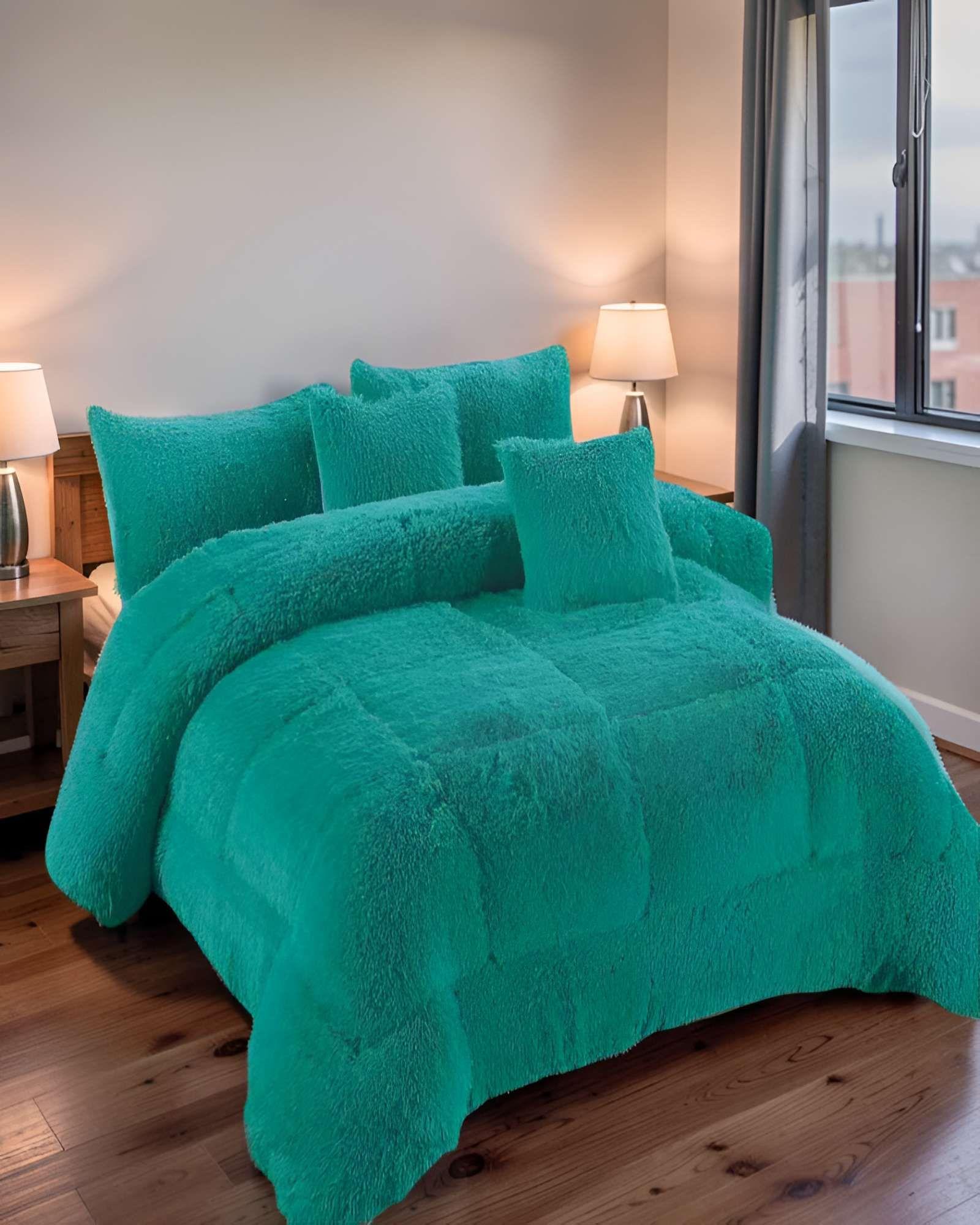 COBERTOR PELUDOS PREMIUM 2 PLAZAS 230CM X 250CM COLOR VERDE-3
