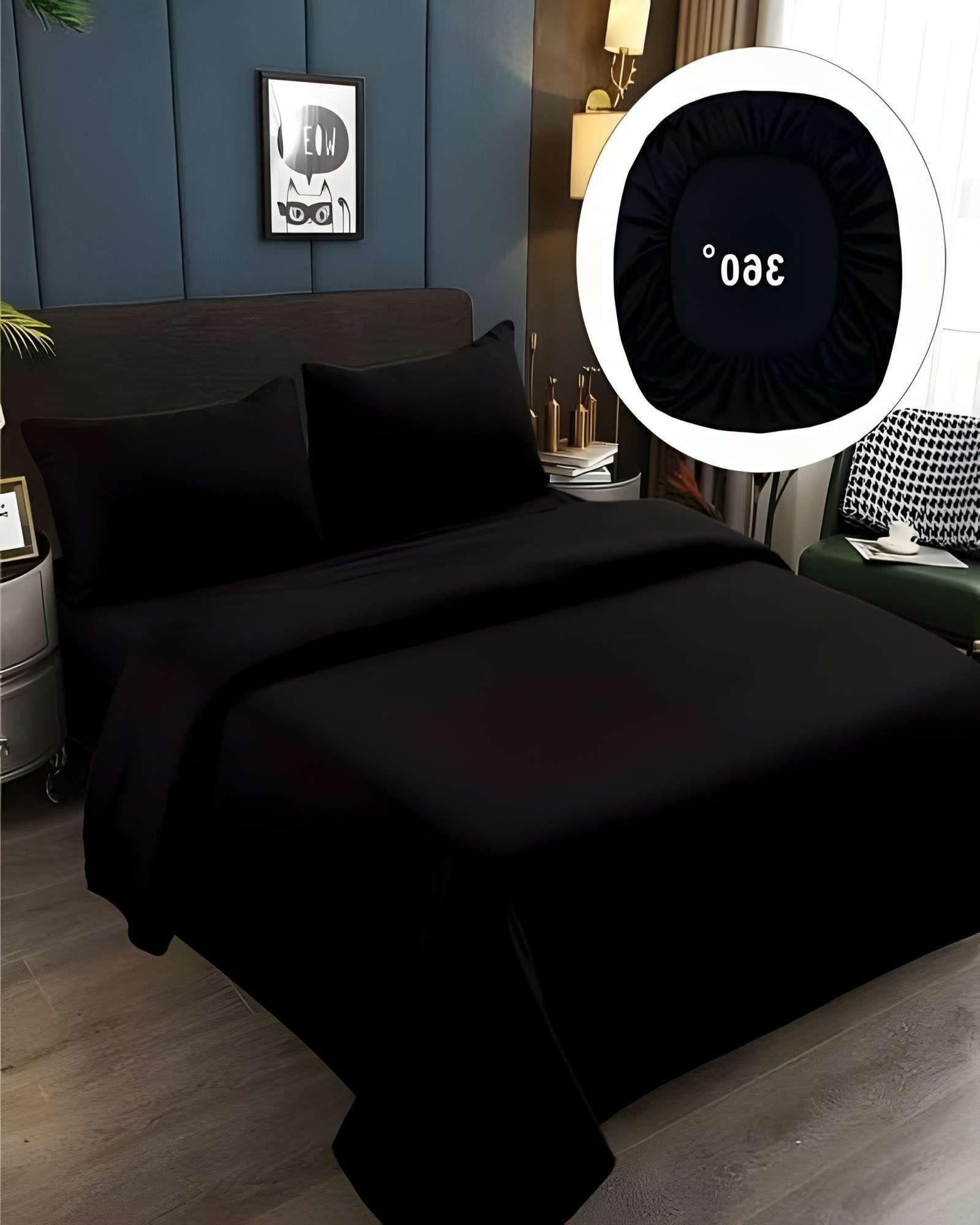 JUEGO DE SABANAS DE 500 HILOS SUPER-KING COLOR NEGRO-4