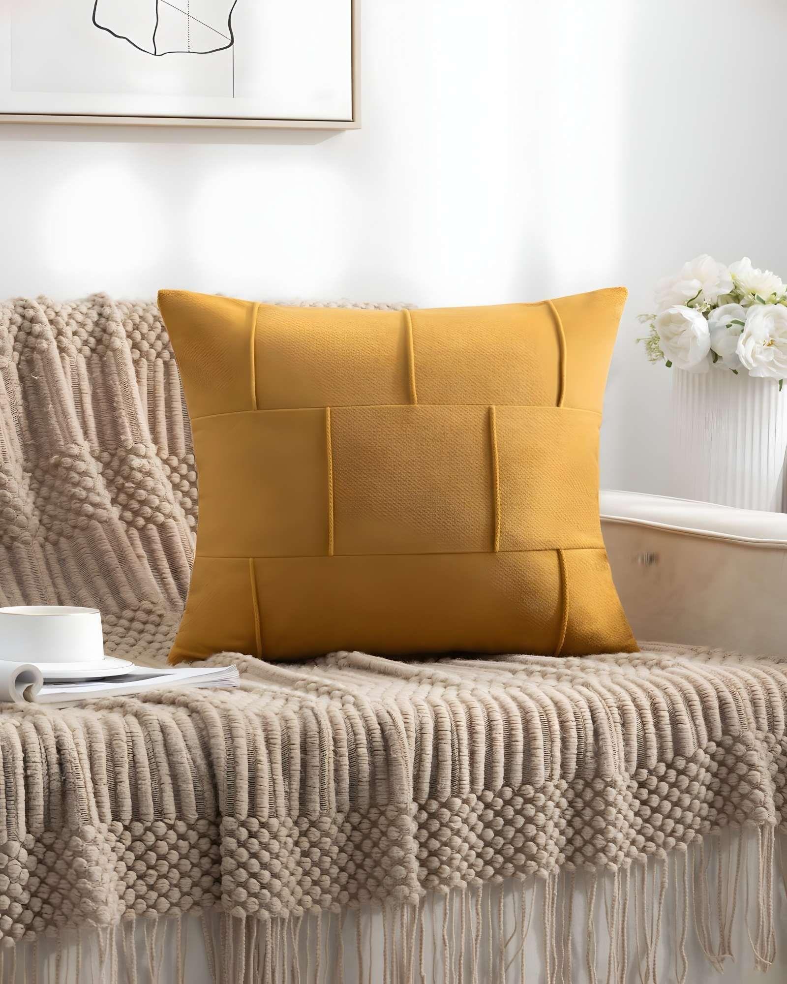 PACK DE 2 FUNDAS DE COJIN PLISADA 45X45 AMARILLO-2