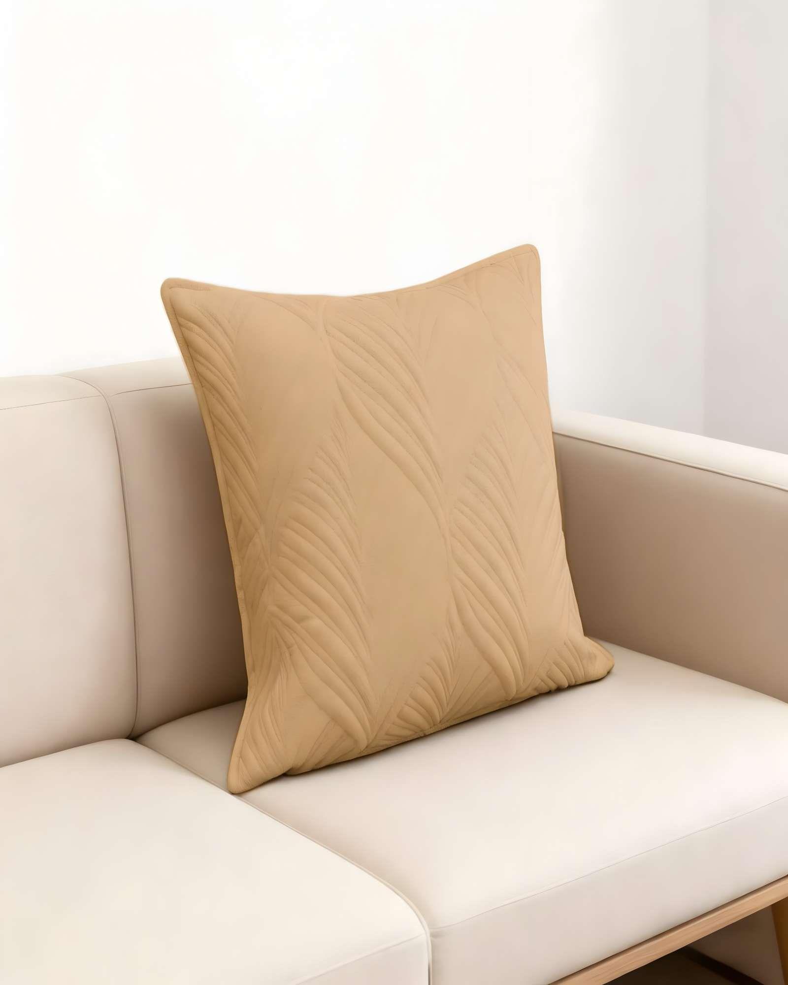 SET DE 2 FUNDAS DE COJIN SERIE HOJAS 45X45 CM CAFÉ-2