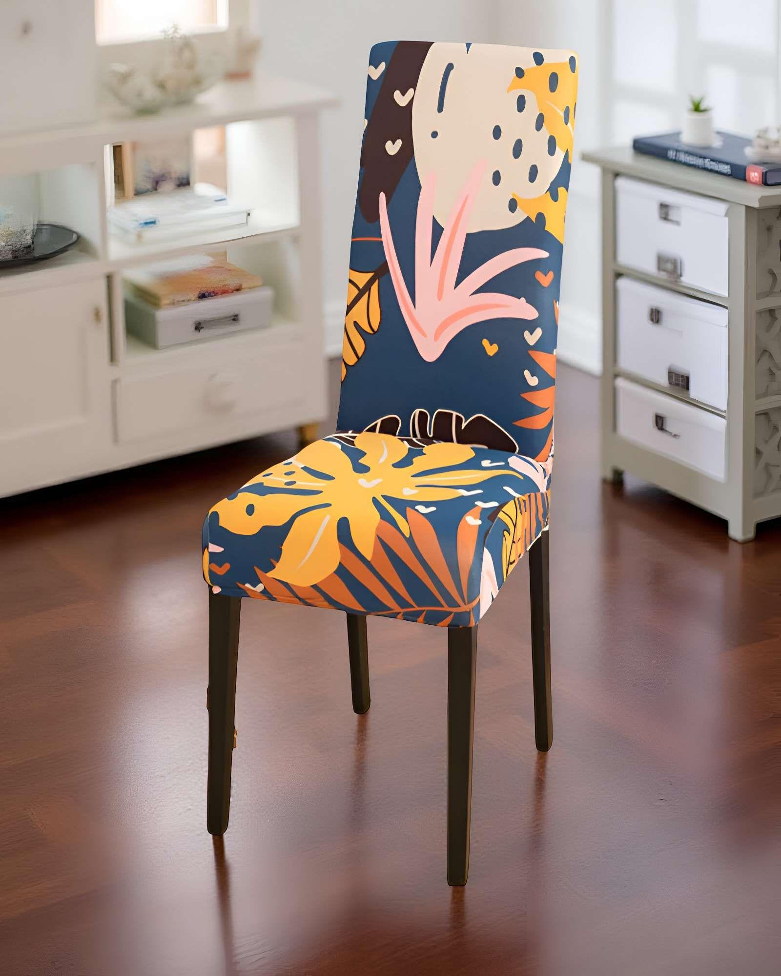 SET DE 6 FUNDAS DE SILLA ELASTICADAS CON DISEÑO ESTAMPADO F8-2